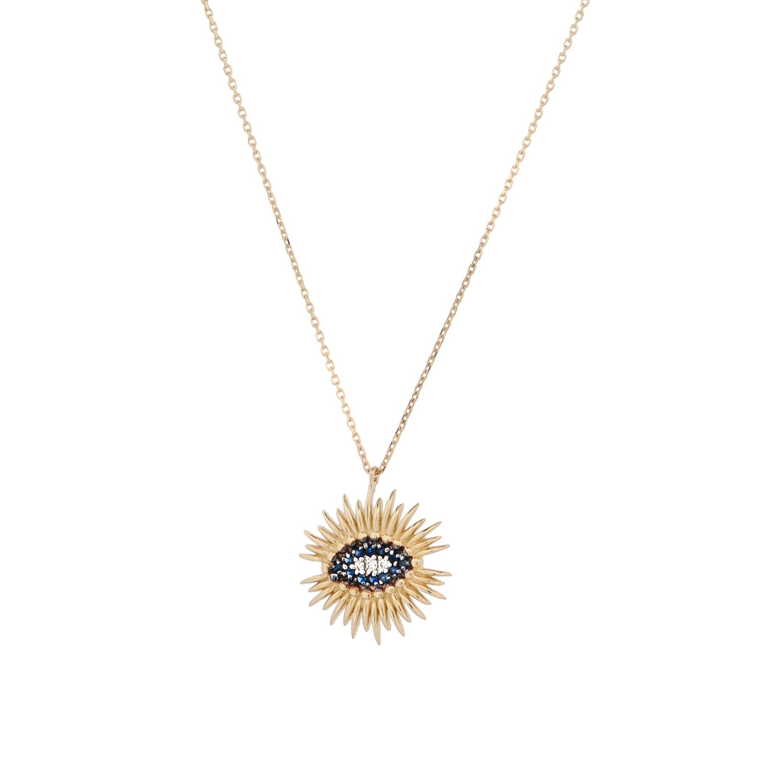 Evil Eye Necklace for Protection - Diamond & Sapphire Gold Pendant Jewelry - Perfect for Spiritual Healing, Gifts & Everyday Wear