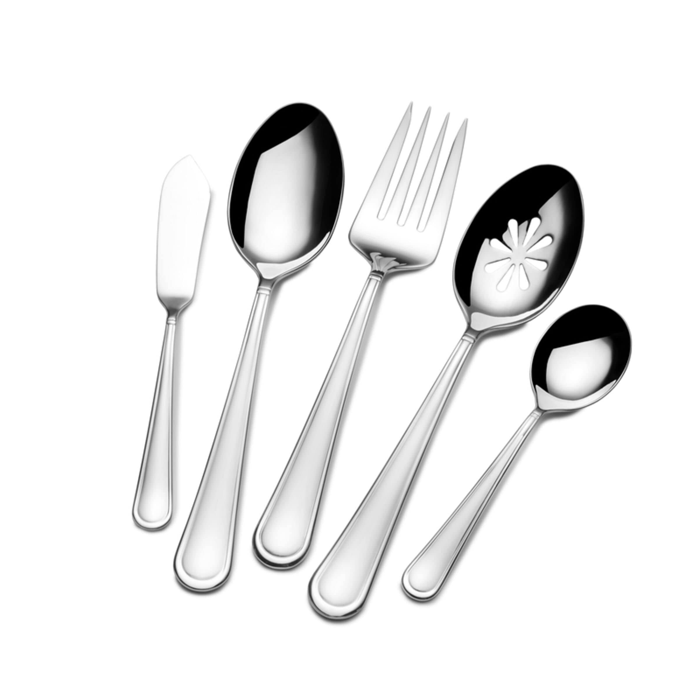 Premium Mikasa Virtuoso 65-Piece 18/10 Stainless Steel Flatware Set for 12 - Elegant Silverware with Serving Utensils - Perfect for Dinner Parties, Weddings & Formal Dining