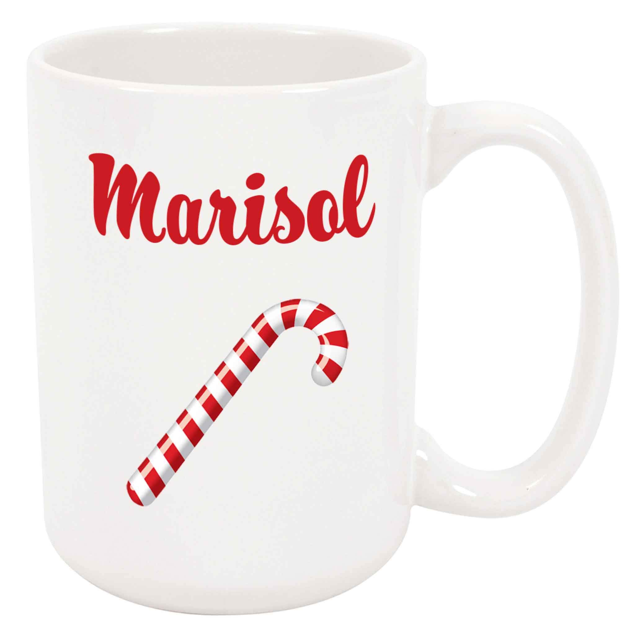 Festive Candy Cane Christmas Coffee Mug - 15oz Insulated Ceramic Cup with Handle - Perfect for Hot Cocoa, Tea & Holiday Gifts (Red & White Stripes) - Great for Office, Home & Christmas Decorations