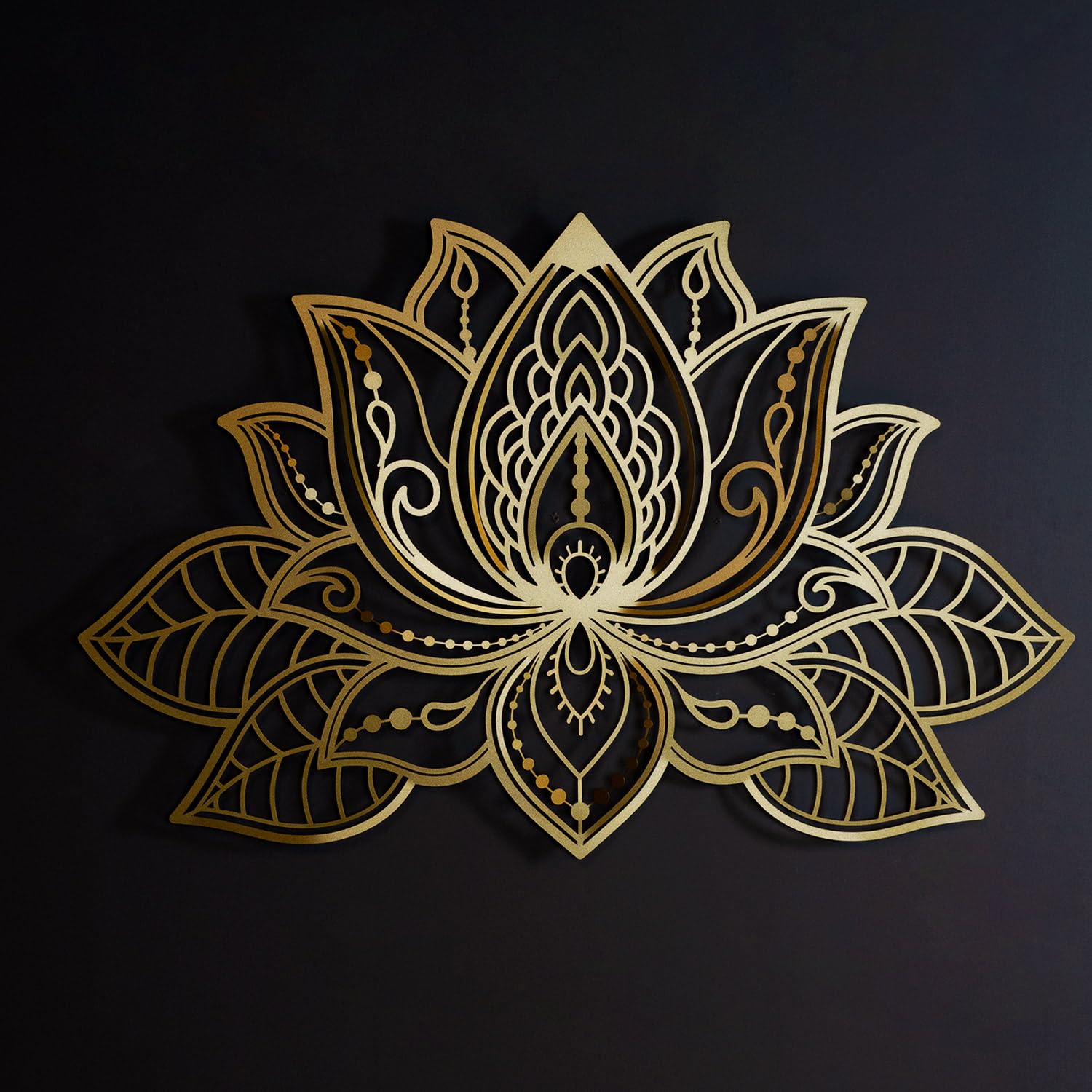3D Metal Lotus Wall Art - Zen Decor for Yoga & Meditation Rooms (Gold, 36x22