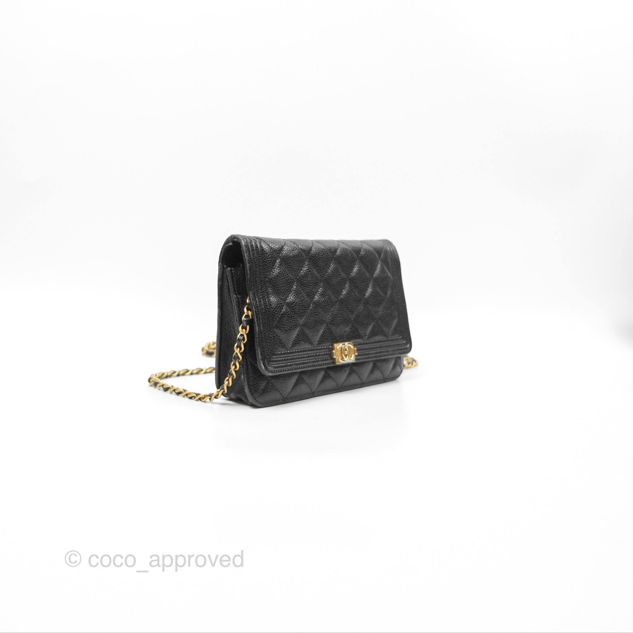 Chanel Boy Wallet on Chain WOC Black Caviar Gold Hardware - Luxury Crossbody Bag for Women, Perfect for Evening Events & Daily Use