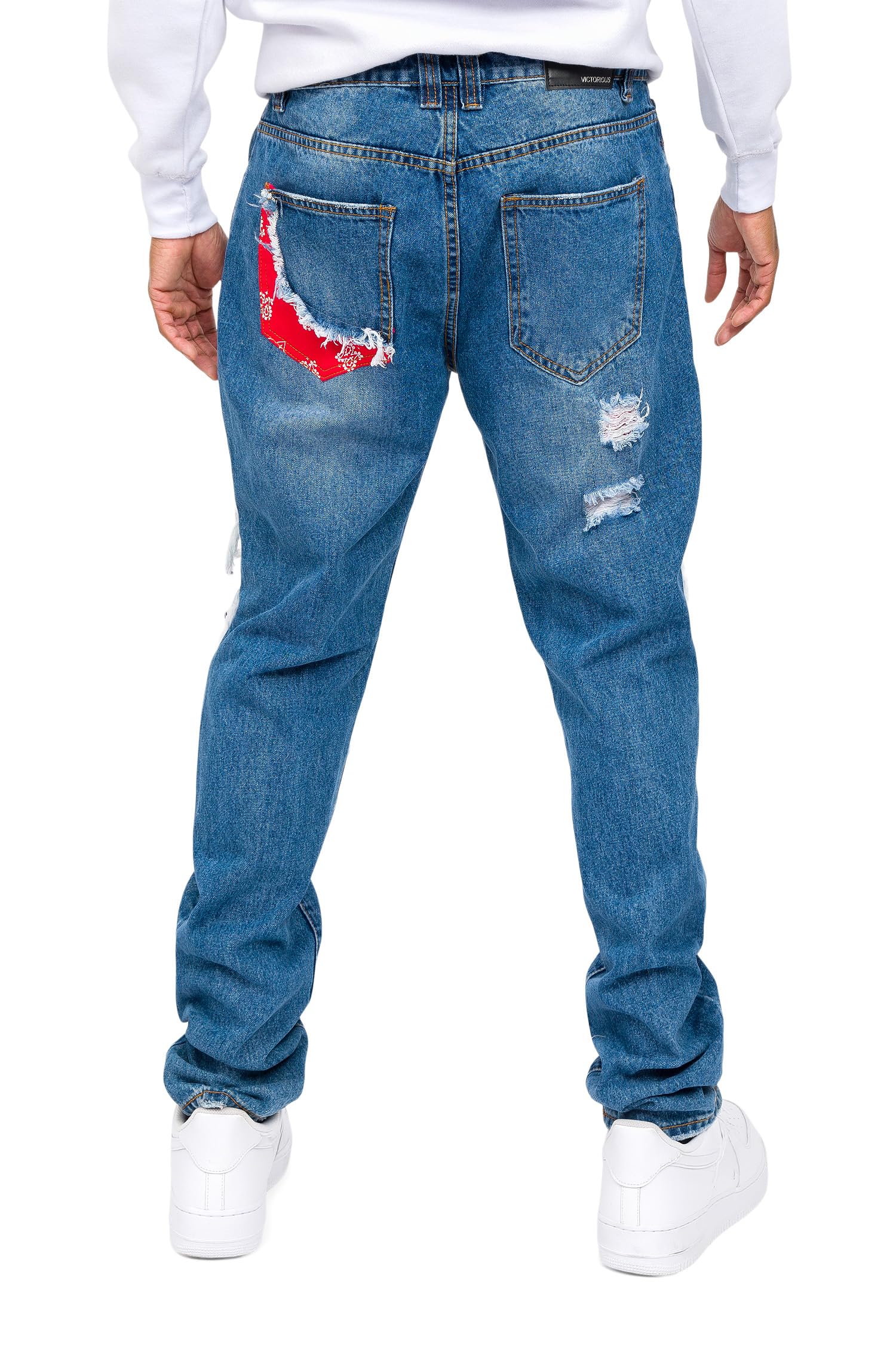 VICTORIOUS Distressed Ripped Skinny Jeans for Women - Trendy Streetwear Denim Pants with Raw Hem | Perfect for Casual Outfits, Night Out & Urban Fashion