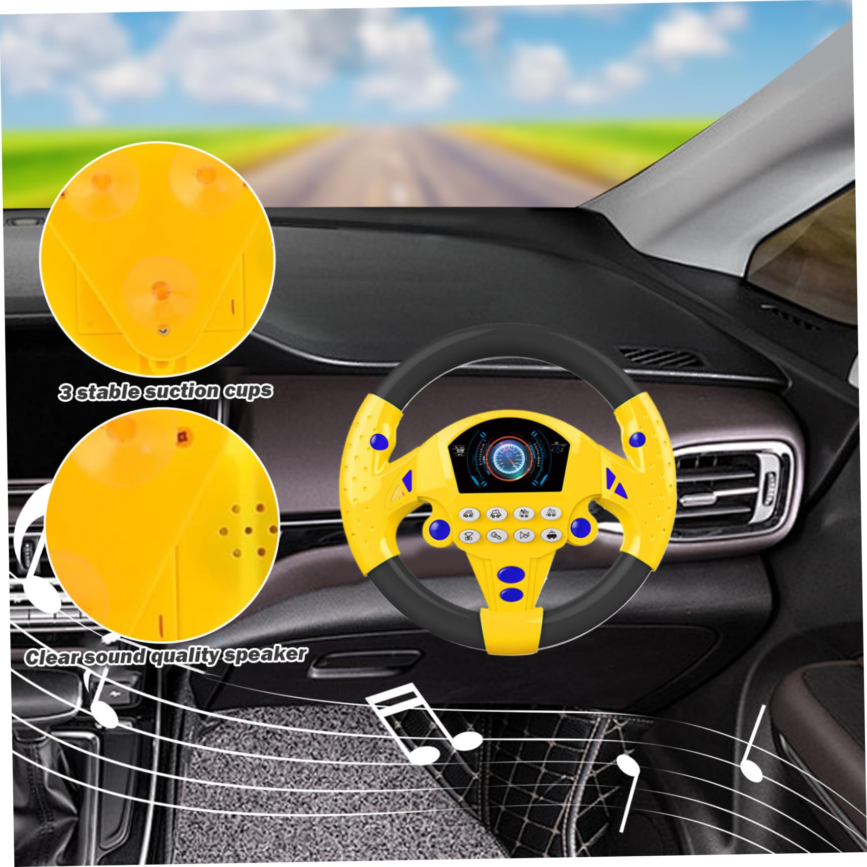 BEAHING Kids Toy Steering Wheel - 360° Rotating with Sounds for Pretend Play & Learning