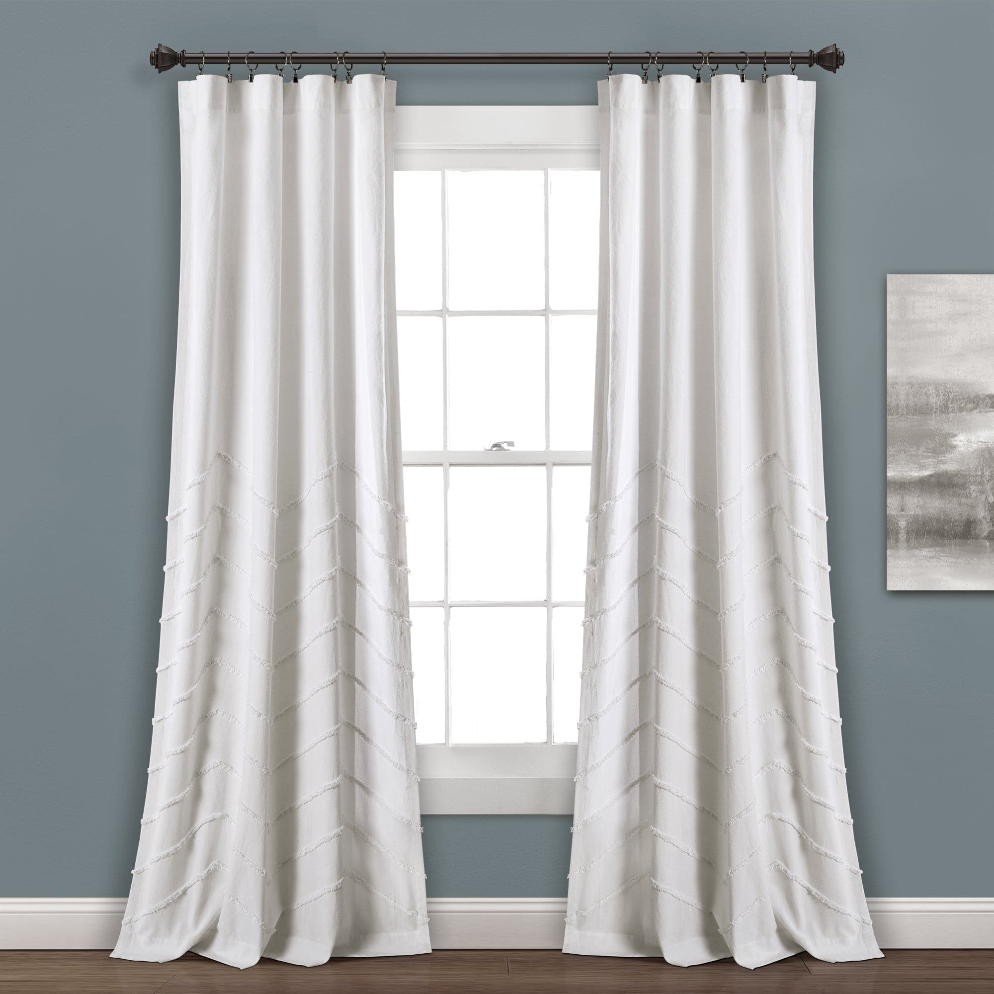 Soft Chenille Chevron Window Curtain Panel Set - Blackout Thermal Insulated Drapes for Living Room & Bedroom