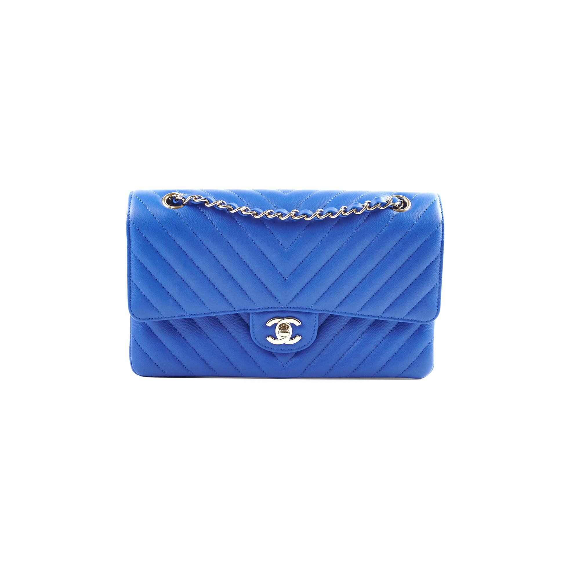 Chanel Medium/Large Caviar Chevron Classic Cobalt Blue Handbag 2021 - Luxury Designer Shoulder Bag for Women, Perfect for Parties, Weddings & Special Occasions