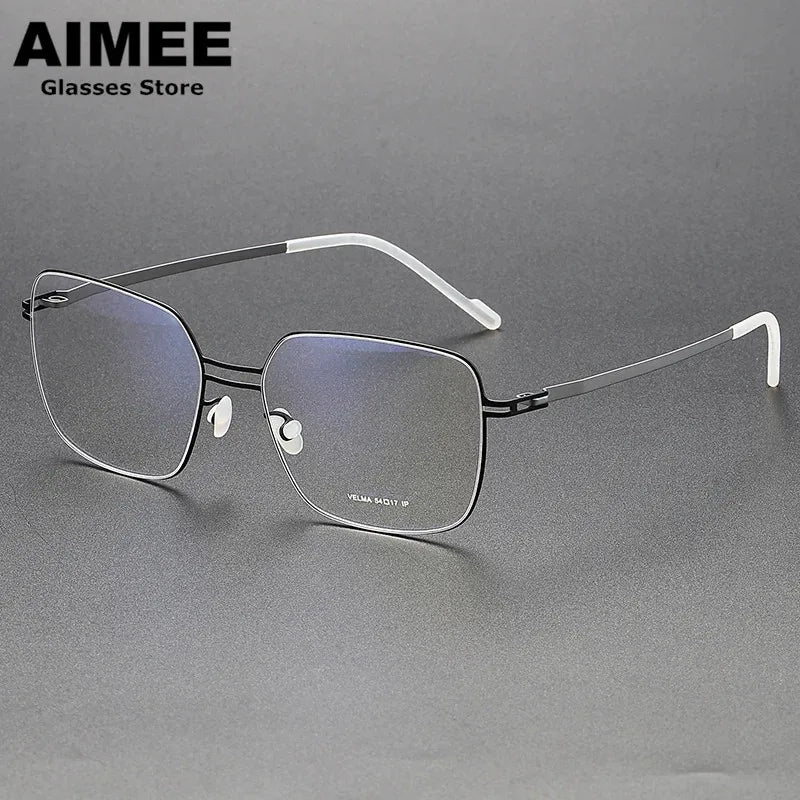 Aimee Women's Full Rim Square Double Bridge Stainless Steel Eyeglasses Frame 22511 - Stylish & Durable for Work, Reading & Fashion