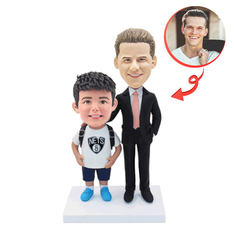 Custom Father and Son Bobbleheads - Personalized Couple Figurines - Unique Gift for Dad & Son - Anniversary, Birthday, Father's Day Present - Perfect for Home & Office Decor