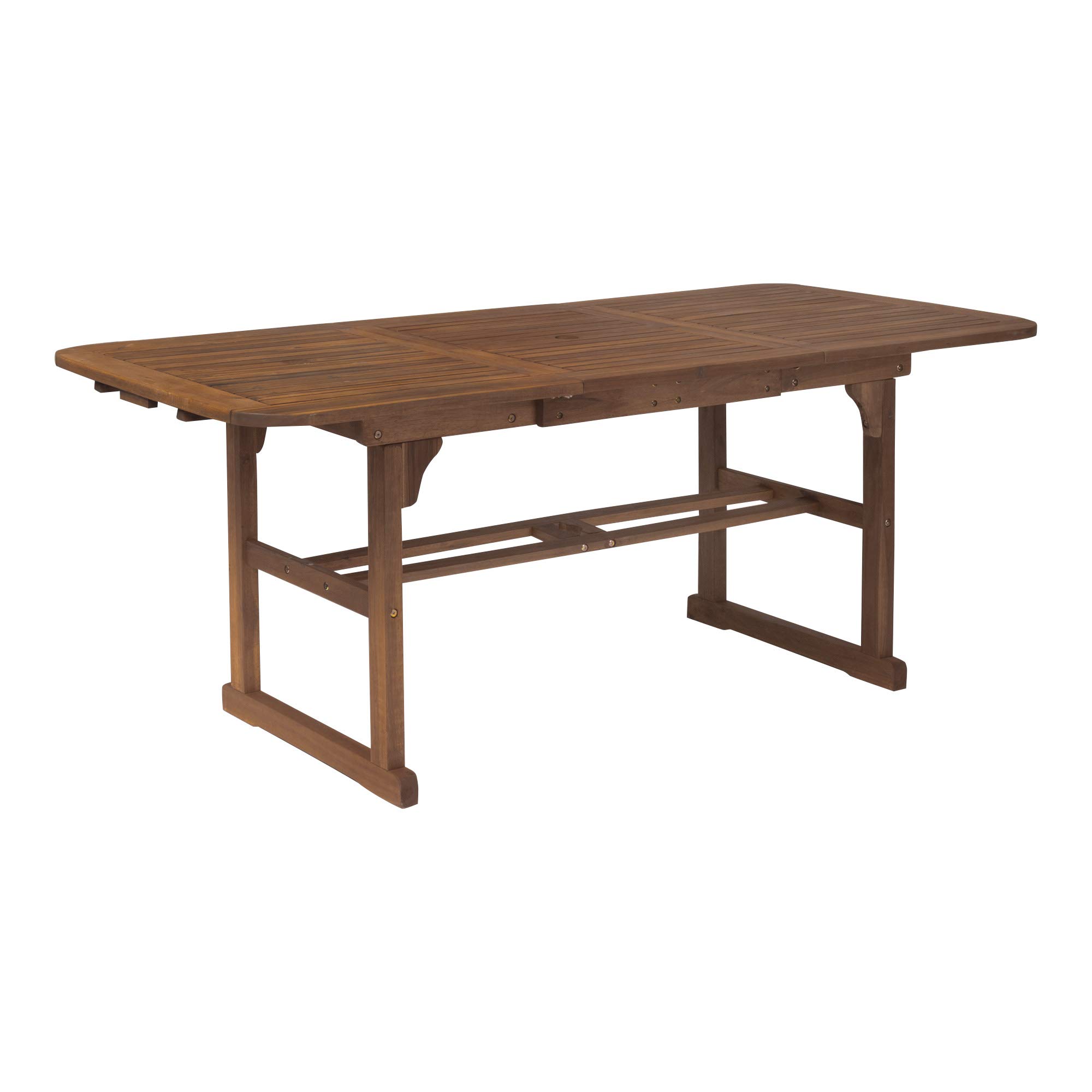 Walker Edison Maui Modern Solid Acacia Wood Slatted Patio Dining Table - 78 Inch Dark Brown Outdoor Furniture for Garden, Backyard, Poolside & Restaurant Dining