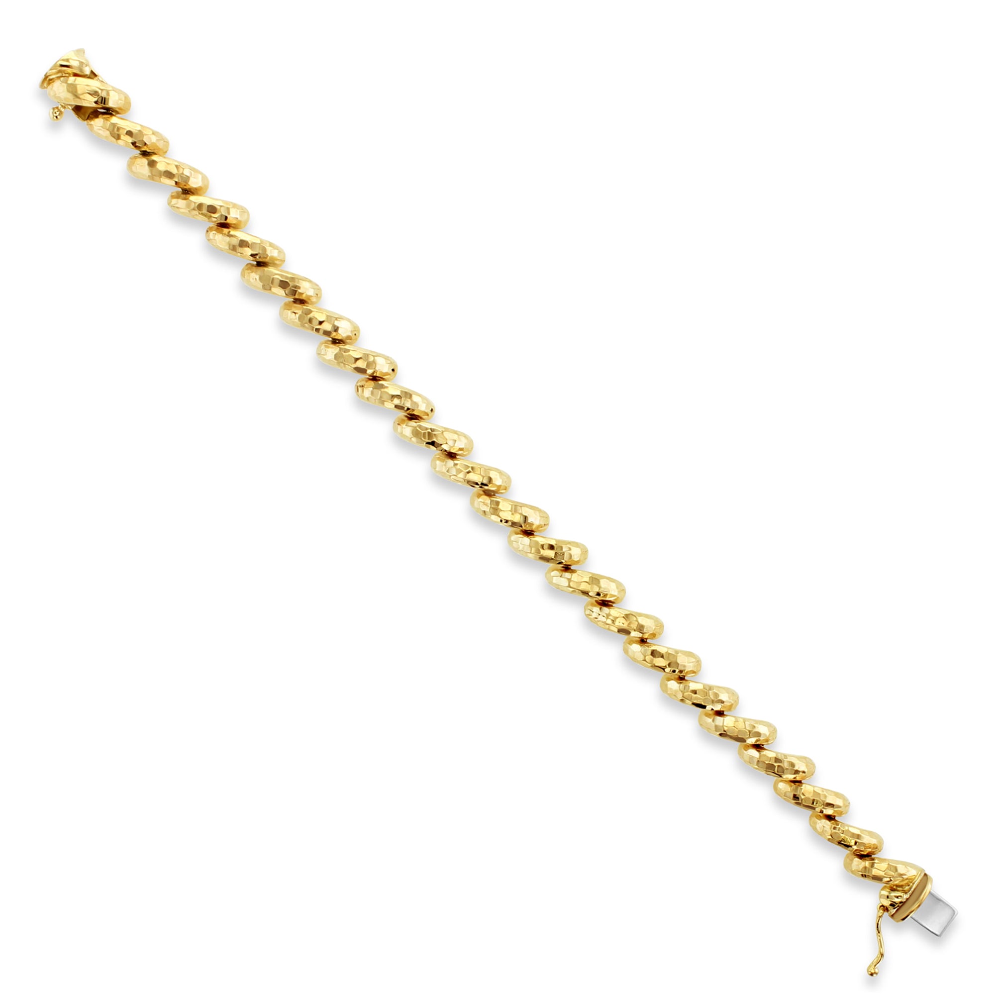 7.25MM San Marco Gold Link Chain Bracelet - Polished & Hammered Finish Jewelry for Women, Gift for Her | Perfect for Parties, Weddings & Everyday Wear