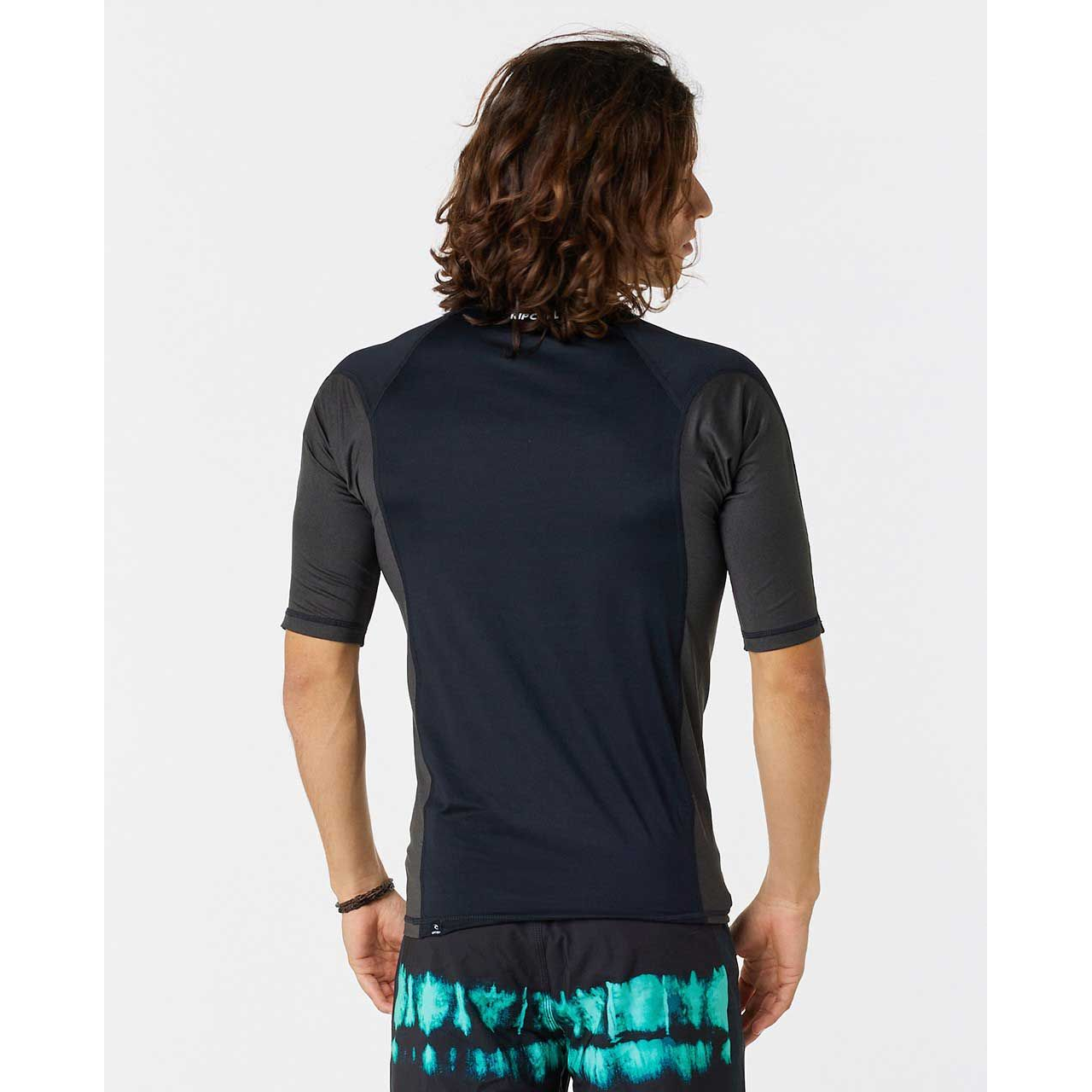 Rip Curl UV Protection Short Sleeve Rash Guard Shirt - Black UPF 50+ Surfing, Swimming & Outdoor Water Sports Rash Vest for Men & Women