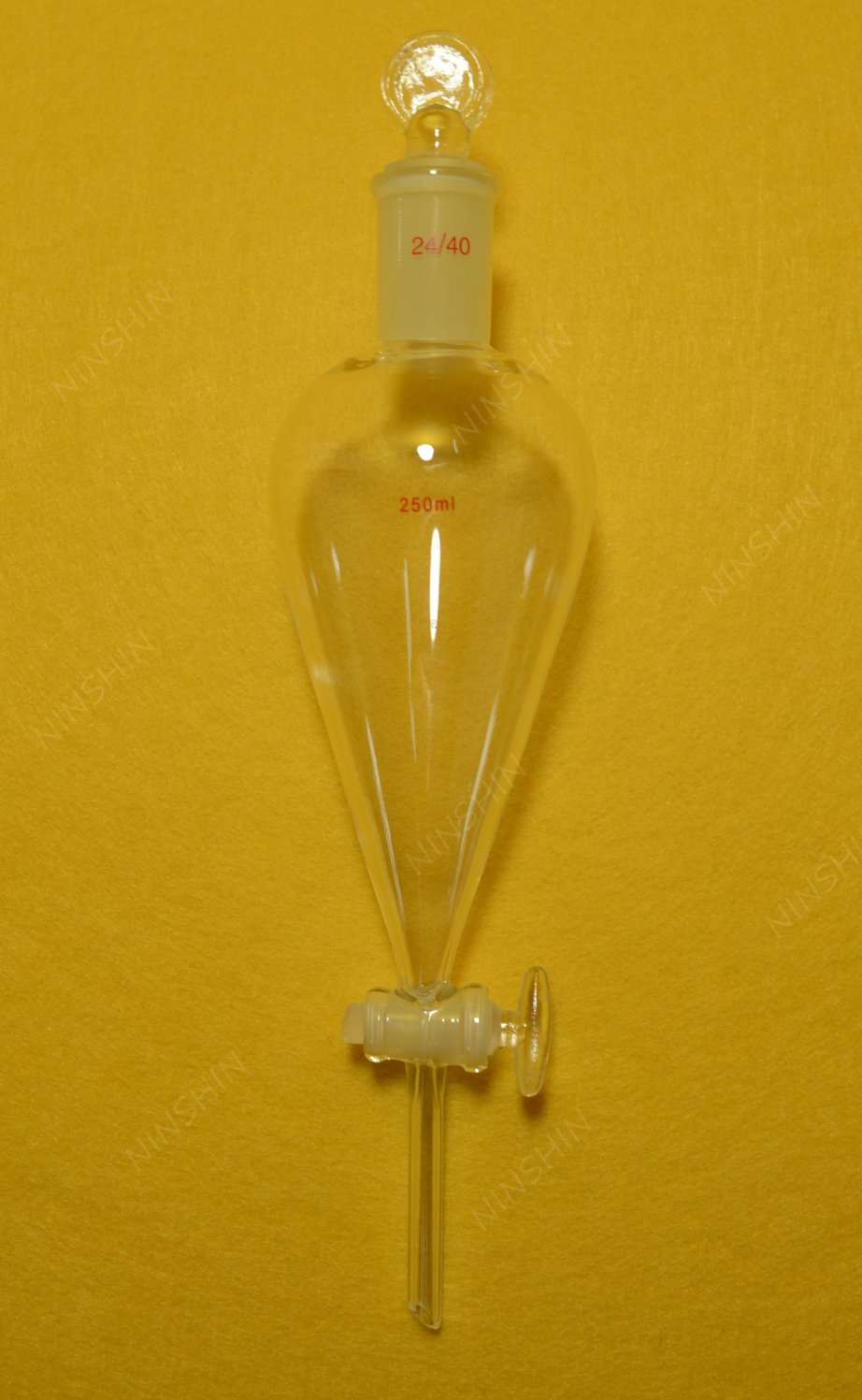 24/40 250ml Pear Shape Glass Separatory Funnel with Glass Stopcock & Drop Tube - Premium Lab Glassware for Chemical Extraction, Liquid Separation & Essential Oil Distillation