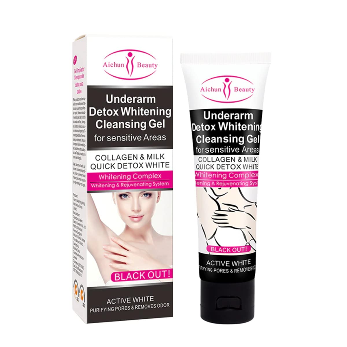 AICHUN BEAUTY Underarm & Knees Detox Cleansing Gel - Sensitive Skin Care, Collagen Enriched, Pore Purifier, Odor Eliminator (50ml) - Perfect for Post-Workout Refresh & Intimate Area Hygiene