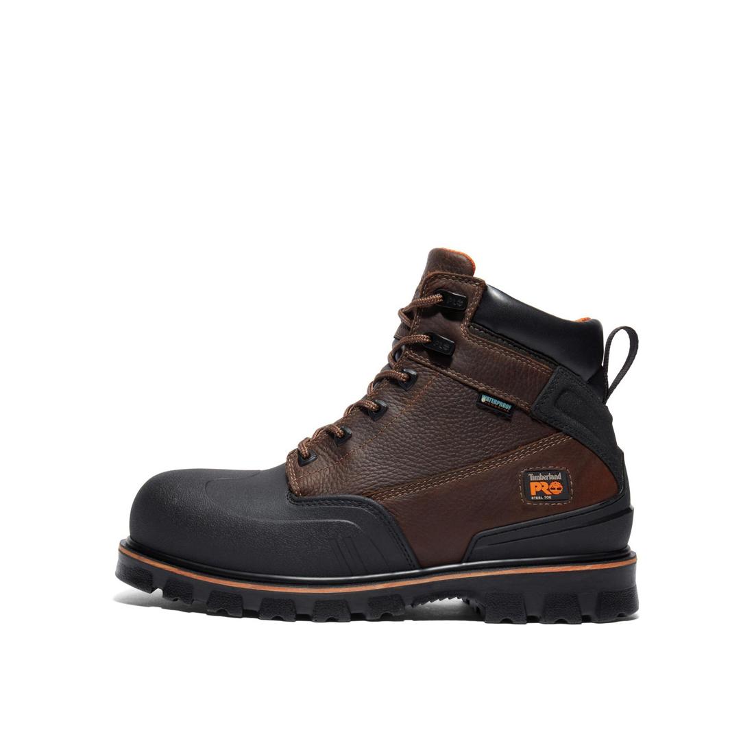 Rigmaster 6 Inch Steel Toe Waterproof Work Boots for Men - Brown Safety Shoes for Construction, Warehouse & Outdoor Work