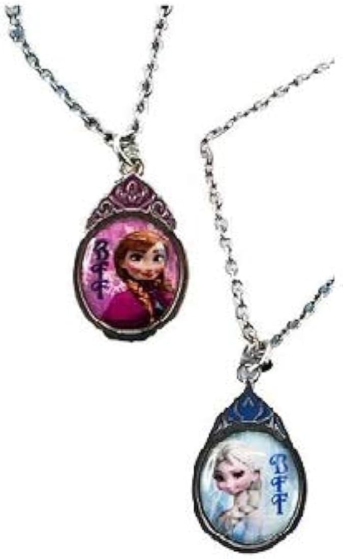 Disney Frozen Best Friends Necklace Set - Anna & Elsa Matching Necklaces for Kids & Teens - Perfect for Birthdays, Christmas & Friendship Gifts