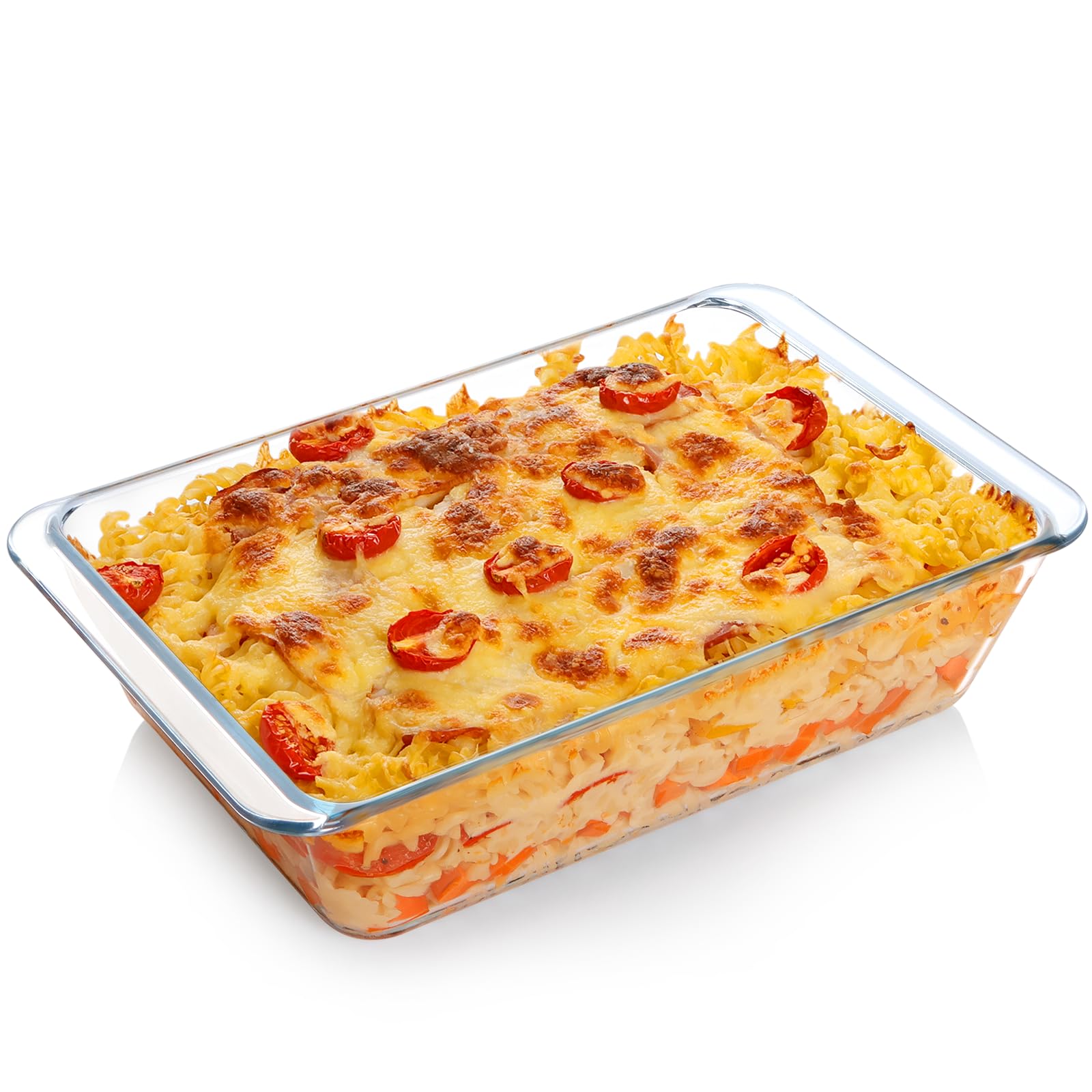 Nutriups 3.7QT (11.5x8 Inches) Large Rectangular Glass Baking Dish - Oven & Microwave Safe Casserole Pan for Lasagna, Roasting, Baking | Perfect for Family Dinners, Meal Prep & Holiday Cooking