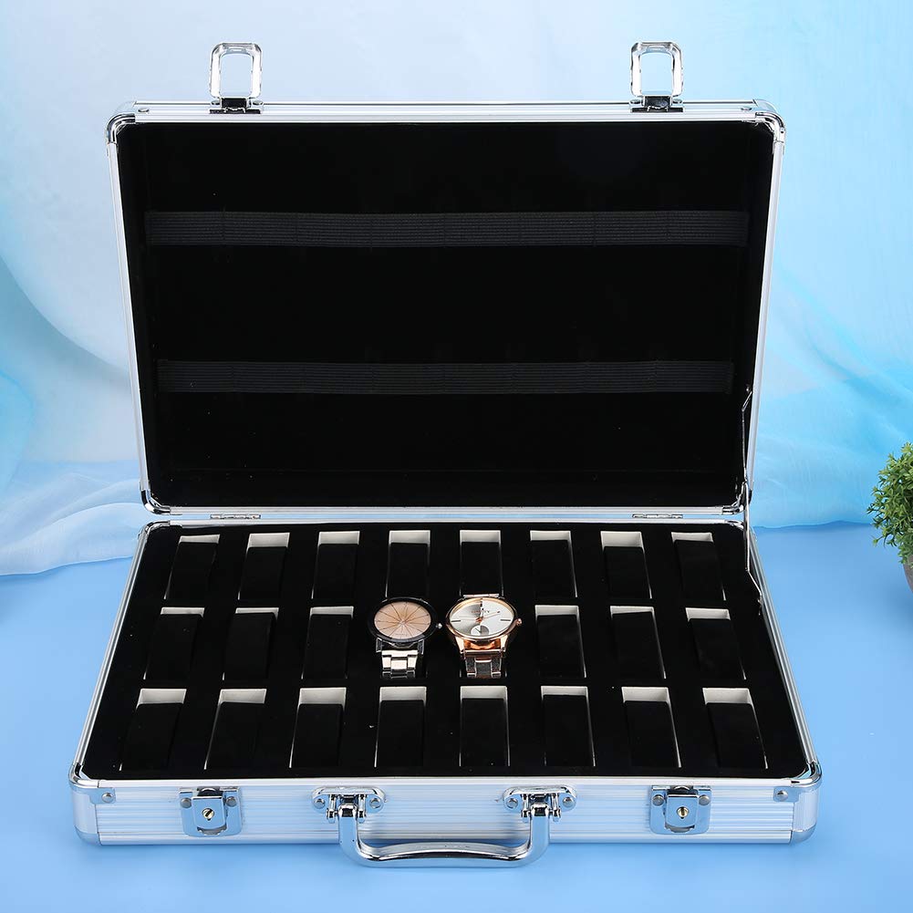 Premium Aluminum Watch Display Case - 24 Grid Watch Holder Box for Collector Storage, Sunglasses & Jewelry Organizer | Perfect for Watch Enthusiasts, Birthday Gifts & Travel Accessories