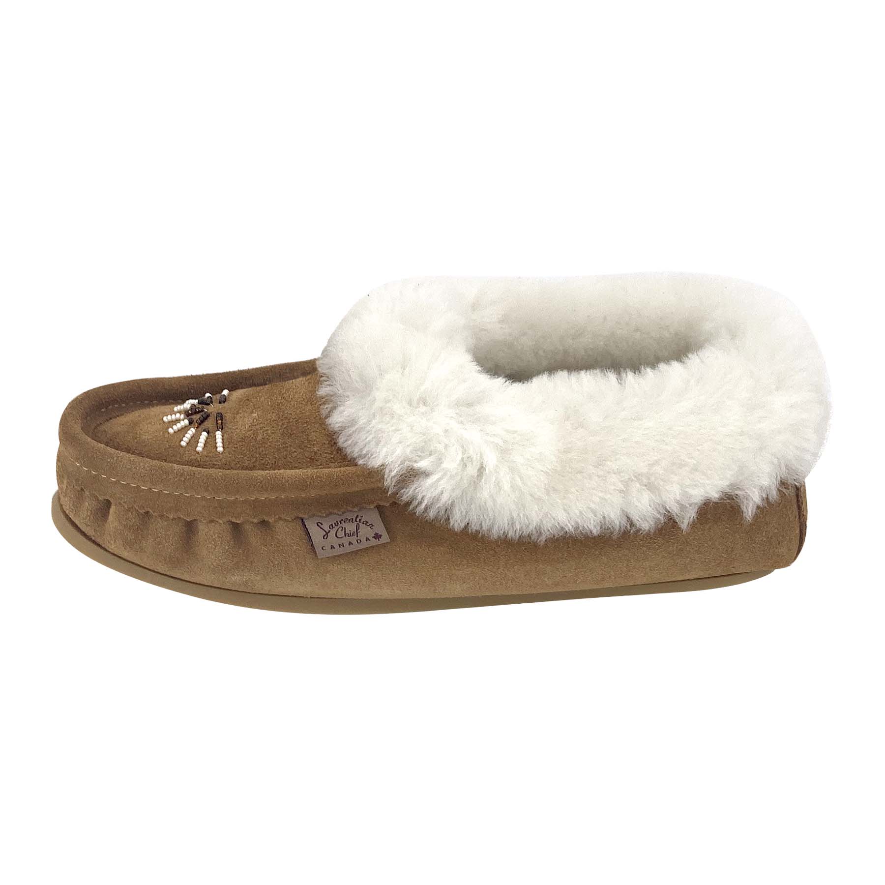 Women's Comfortable Smoke Beaded Rubber Sole Sheepskin Slippers - Cozy Indoor/Outdoor House Shoes for Winter & Lounge Wear