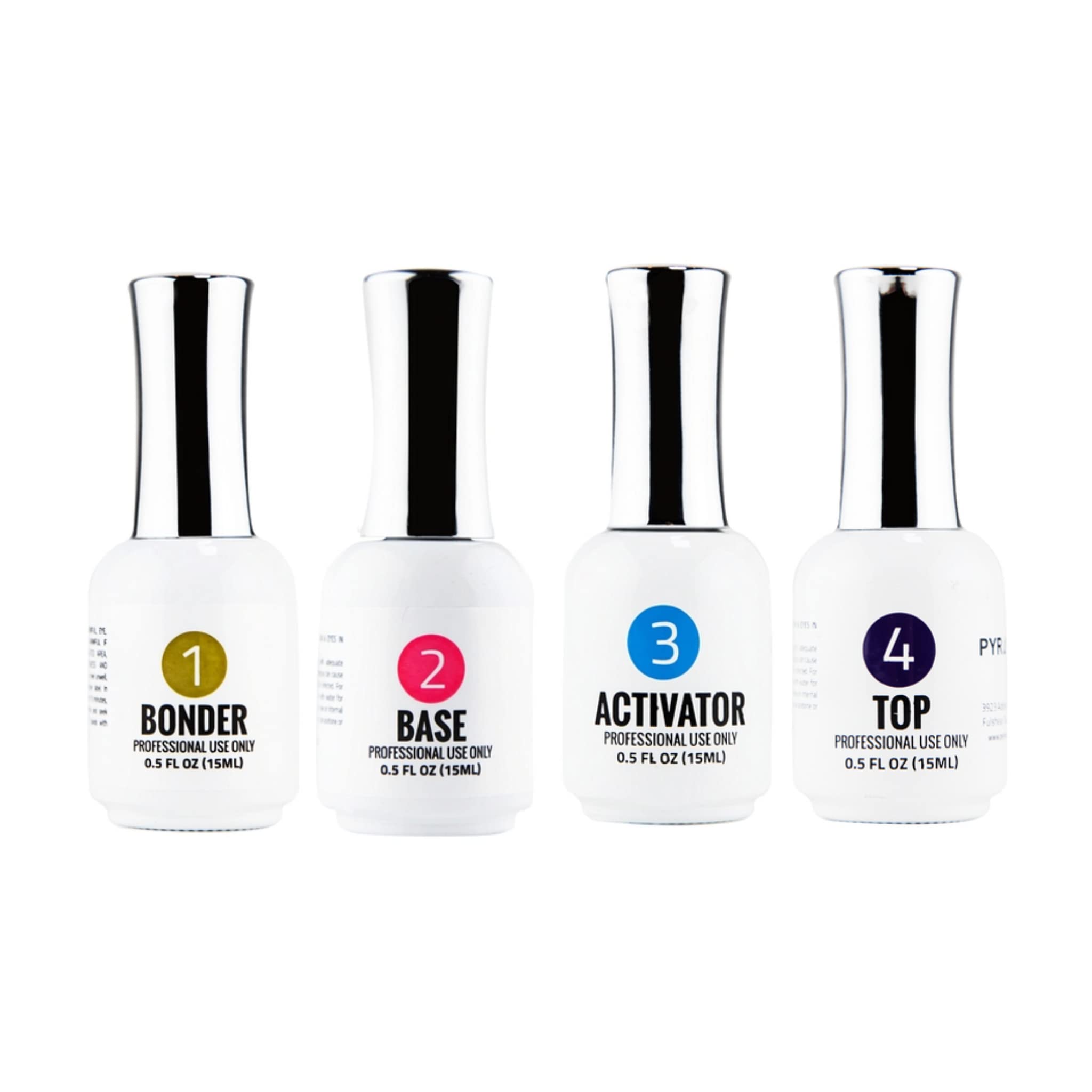 **Professional Pyramid Dip Liquid Set for Nails - Bond, Base Coat, Activator & Top Coat Kit | Works with Acrylic & Dipping Powder | Perfect for DIY French Manicure, Salon & Home Nail Art (4-Piece Set)**    *(Ideal for Beginners & Professionals - Create Long-Lasting, Salon-Quality Nails at Home!)*