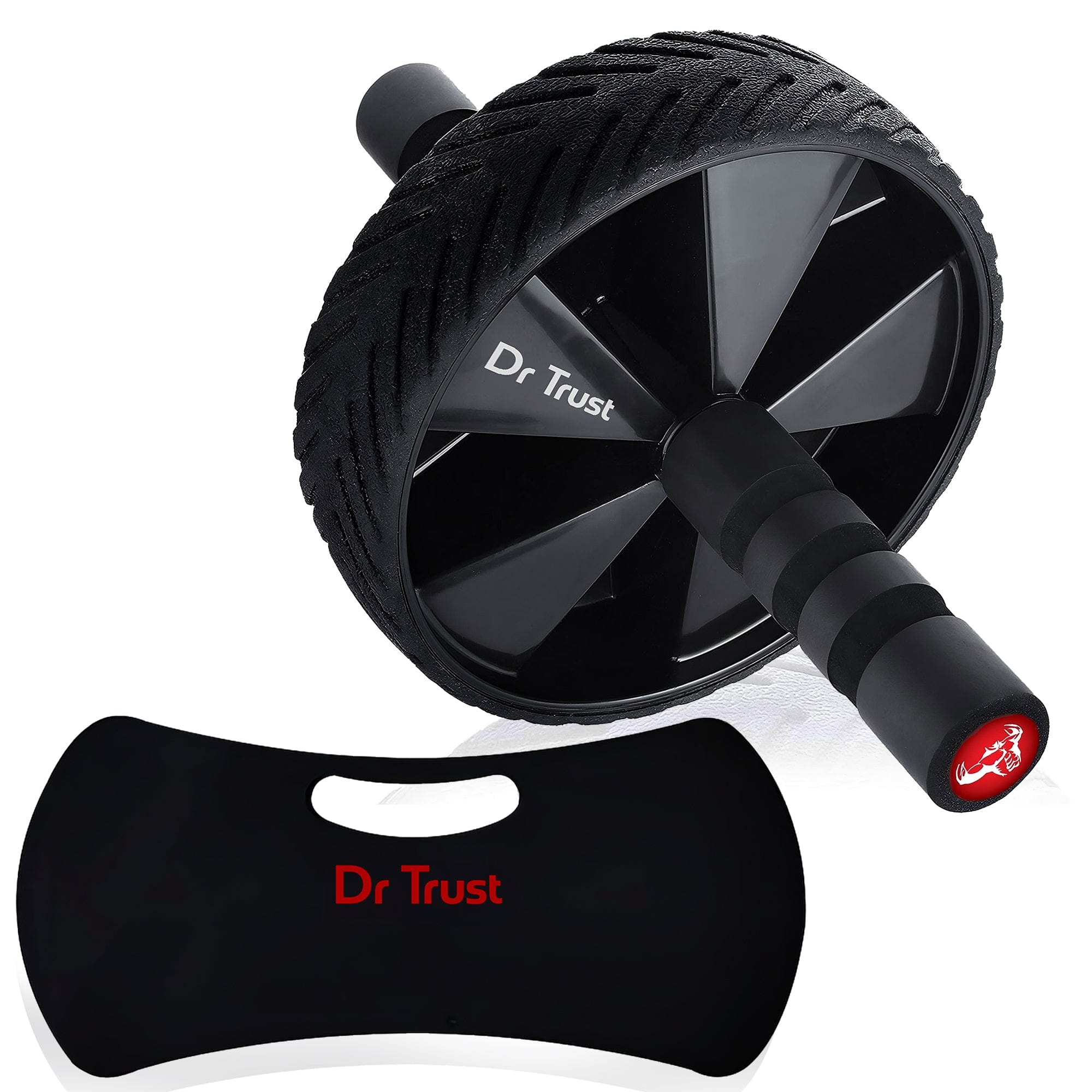 Dr Trust USA Ab Wheel Roller with Knee Pad - Professional Core Exercise Equipment for Men & Women - Full Body Workout for Abs, Arms, Back & Shoulder Strength Training - Perfect for Home Gym & Fitness Enthusiasts (Black)