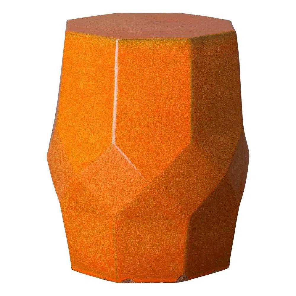 18 Inch Octagon Matrix Ceramic Outdoor Garden Stool - Weatherproof Patio Seating & Side Table for Backyard, Poolside & Balcony Decor