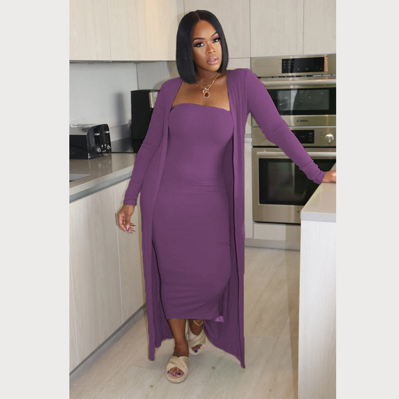 Sexy Strapless Skirt Coat Two-Piece Set - Women's Fashion Outfit for Party, Date Night & Special Occasions