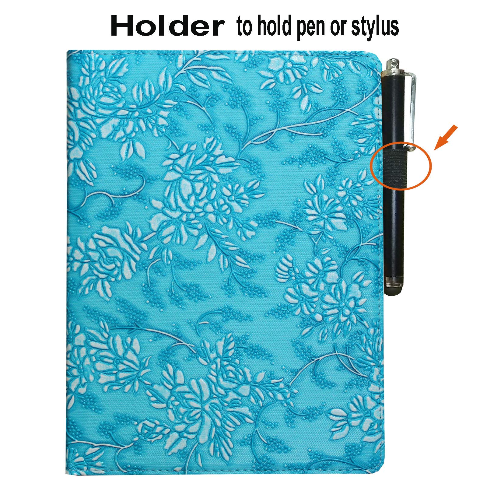 Premium Magnetic Smart Case for iPad Air 1st & 2nd Gen (9.7 inch) - Auto Wake/Sleep Cover with Rotating Stand & Apple Pencil Holder - Compatible with iPad Air 1/2 Models A1474 A1475 A1476 A1566 A1567 (Floral Embossed Design) - Perfect for Work, Study & Travel Protection