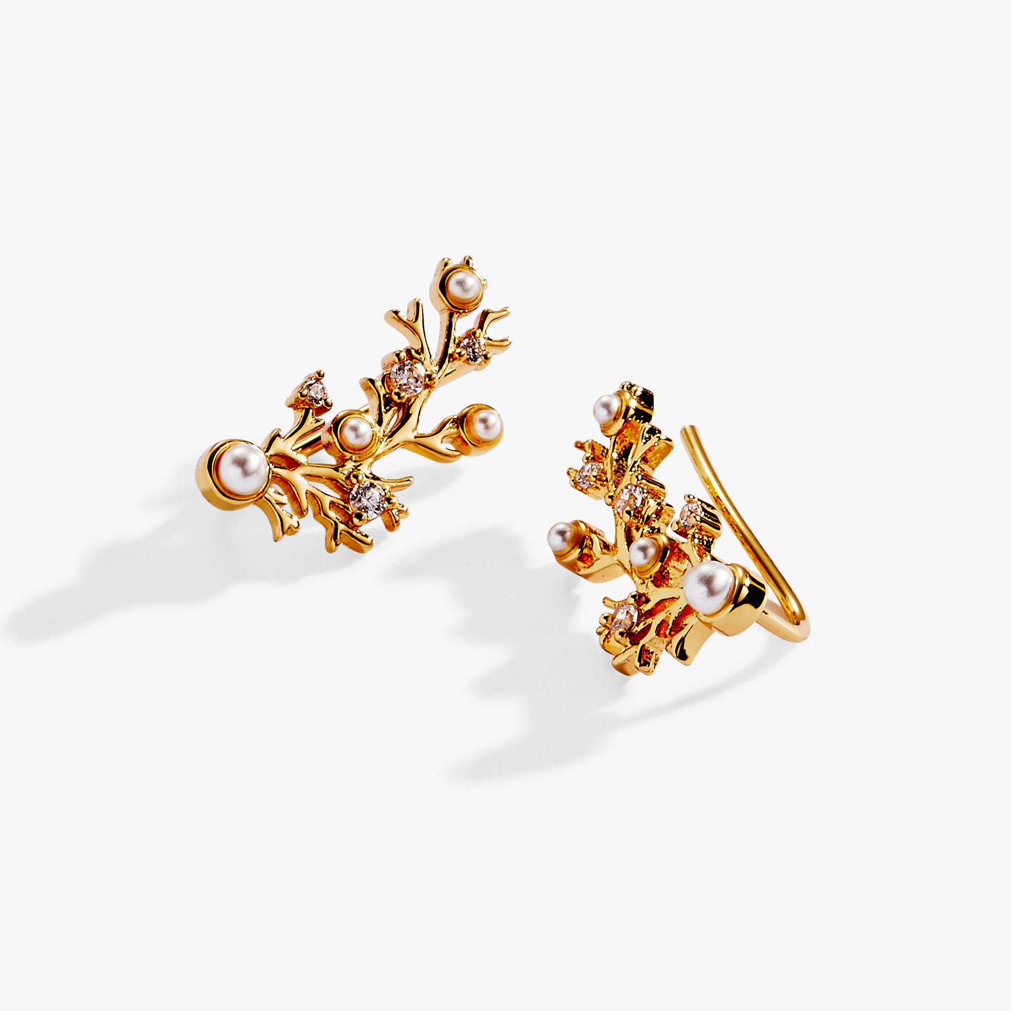 Elegant Coral Ear Crawler Earrings for Women - Boho Dangle Statement Jewelry for Parties, Weddings & Special Occasions