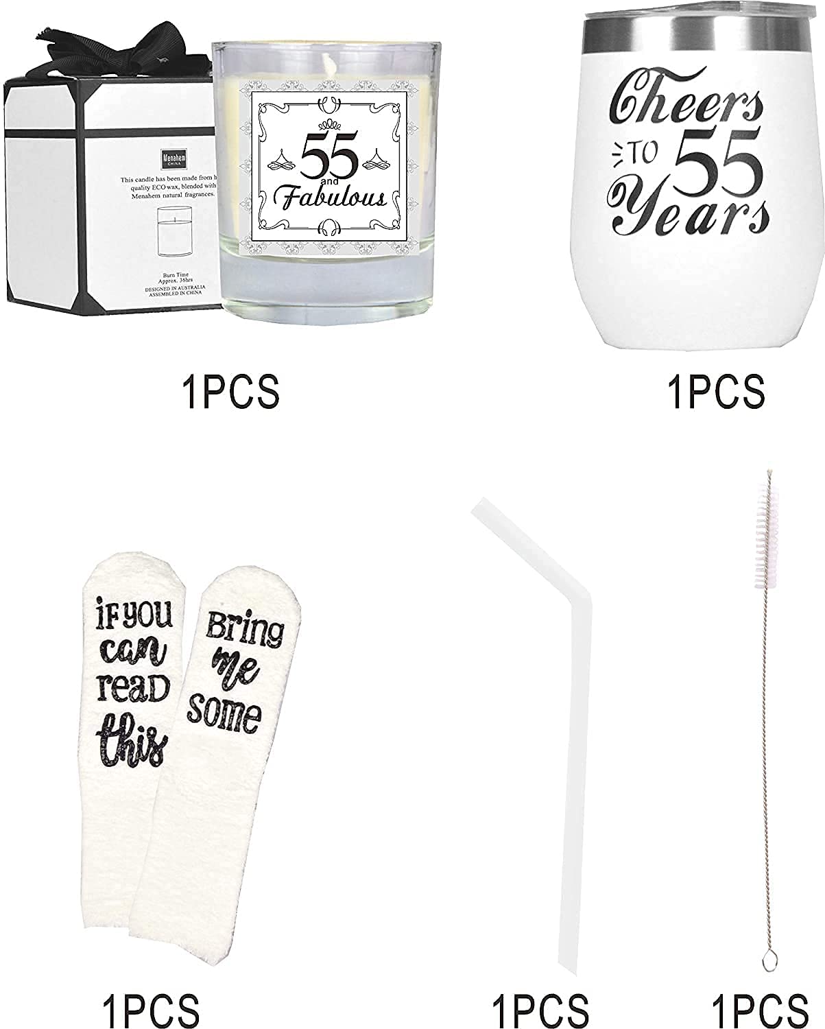 MEANT2TOBE 55th Birthday Gifts for Women - Insulated Tumbler Cup with Lid & Straw - Funny 55 Year Old Birthday Present Ideas - Perfect for Office, Home Decor & Party Celebrations