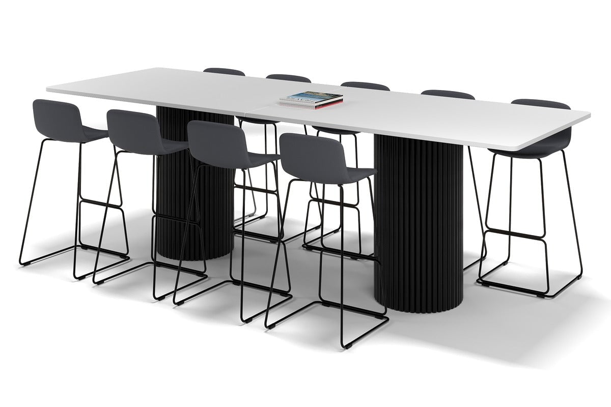 Baobab Circular Base Rectangle Counter Table with Rounded Corners - 3200L x 1100W - Perfect for Kitchen Islands, Dining Areas & Modern Office Spaces