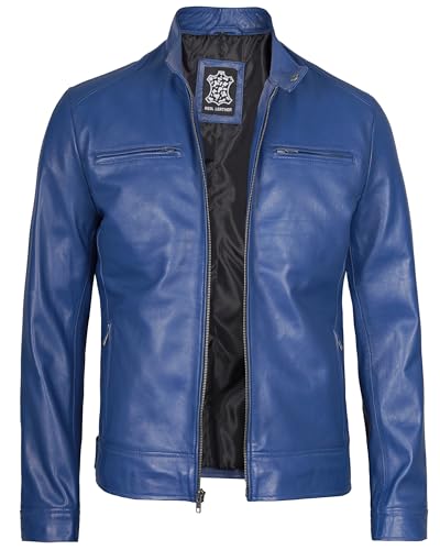 Blue - Ddge Leather Jacket Men