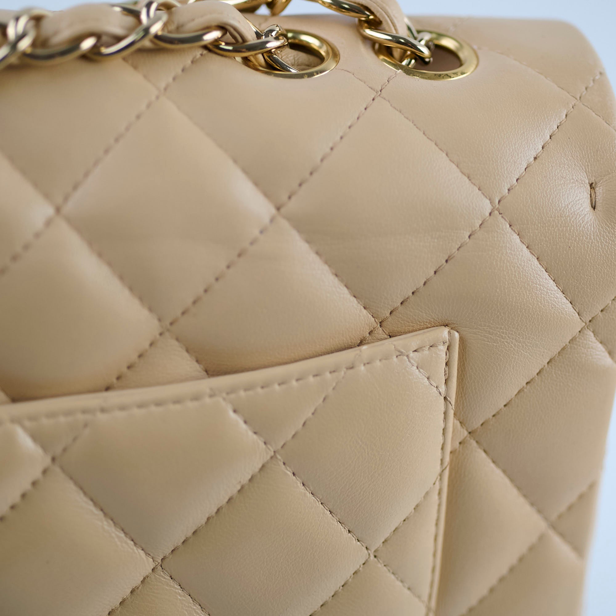 Authentic Chanel Single Flap Jumbo Bag in Beige Lambskin Leather (12 Series 2009) - Luxury Handbag for Women, Perfect for Work, Evening Events & Fashionable Outfits