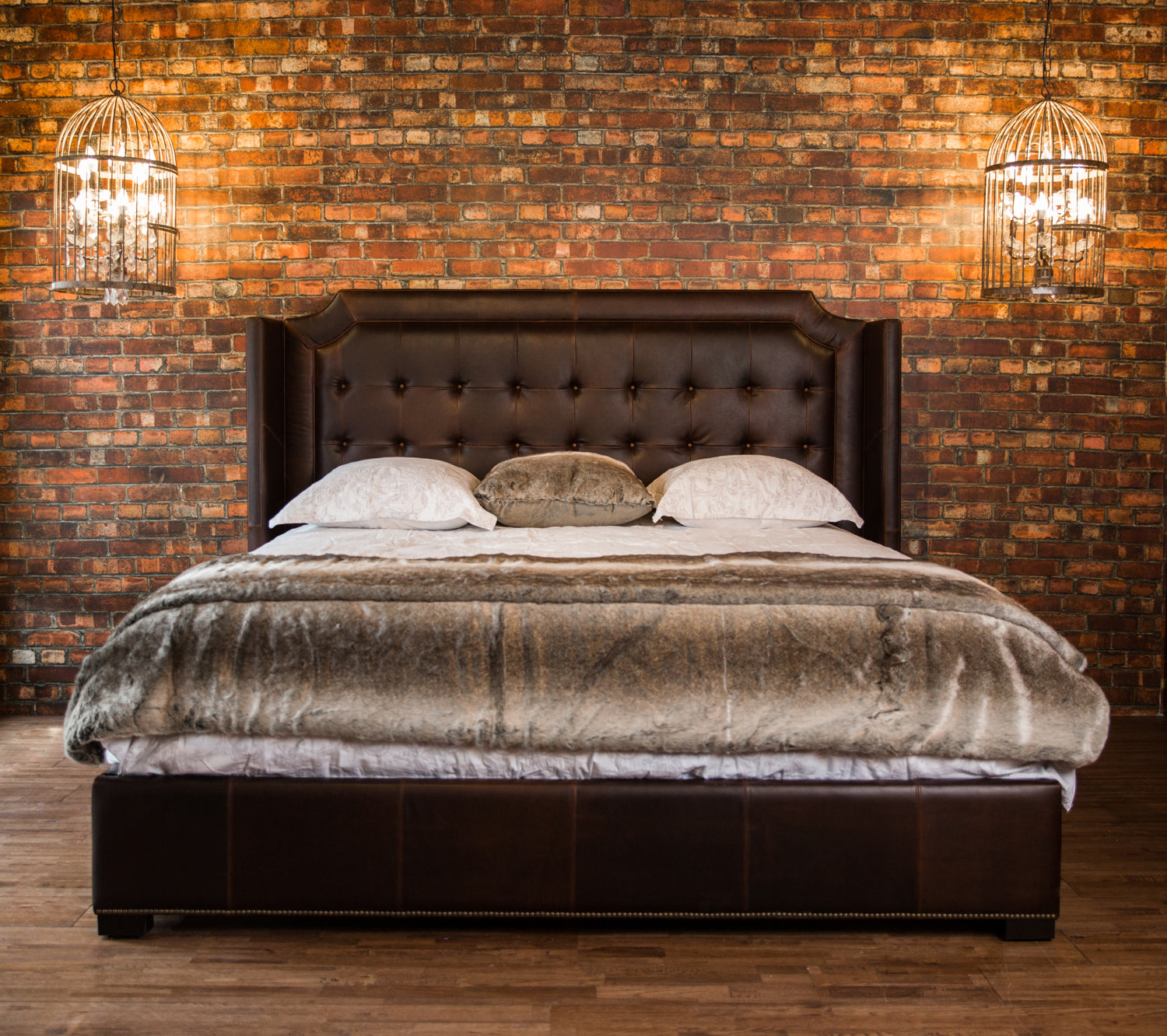 Luxury Baroness Leather Wingback Bed Frame - Queen/King Size Upholstered Headboard for Bedroom Elegance | Perfect for Master Suite, Guest Room & Modern Home Decor