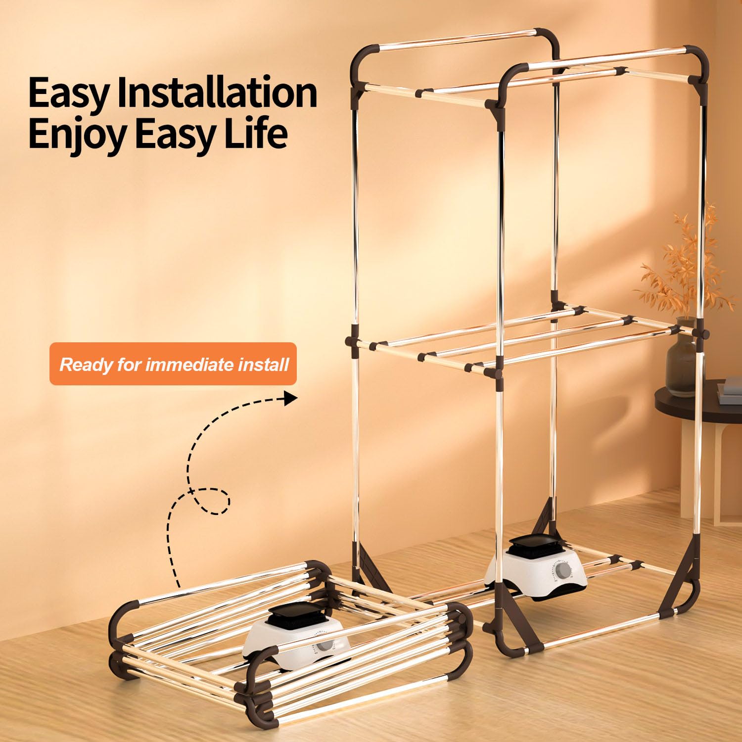 Portable Clothes Dryer 1000W - Compact Electric Laundry Drying Machine with Stainless Steel Drum & Timer - Dual Layer Drying Rack for Apartments, Dorms, RVs & Travel - Fast & Energy Efficient Clothes Dryer for Small Spaces