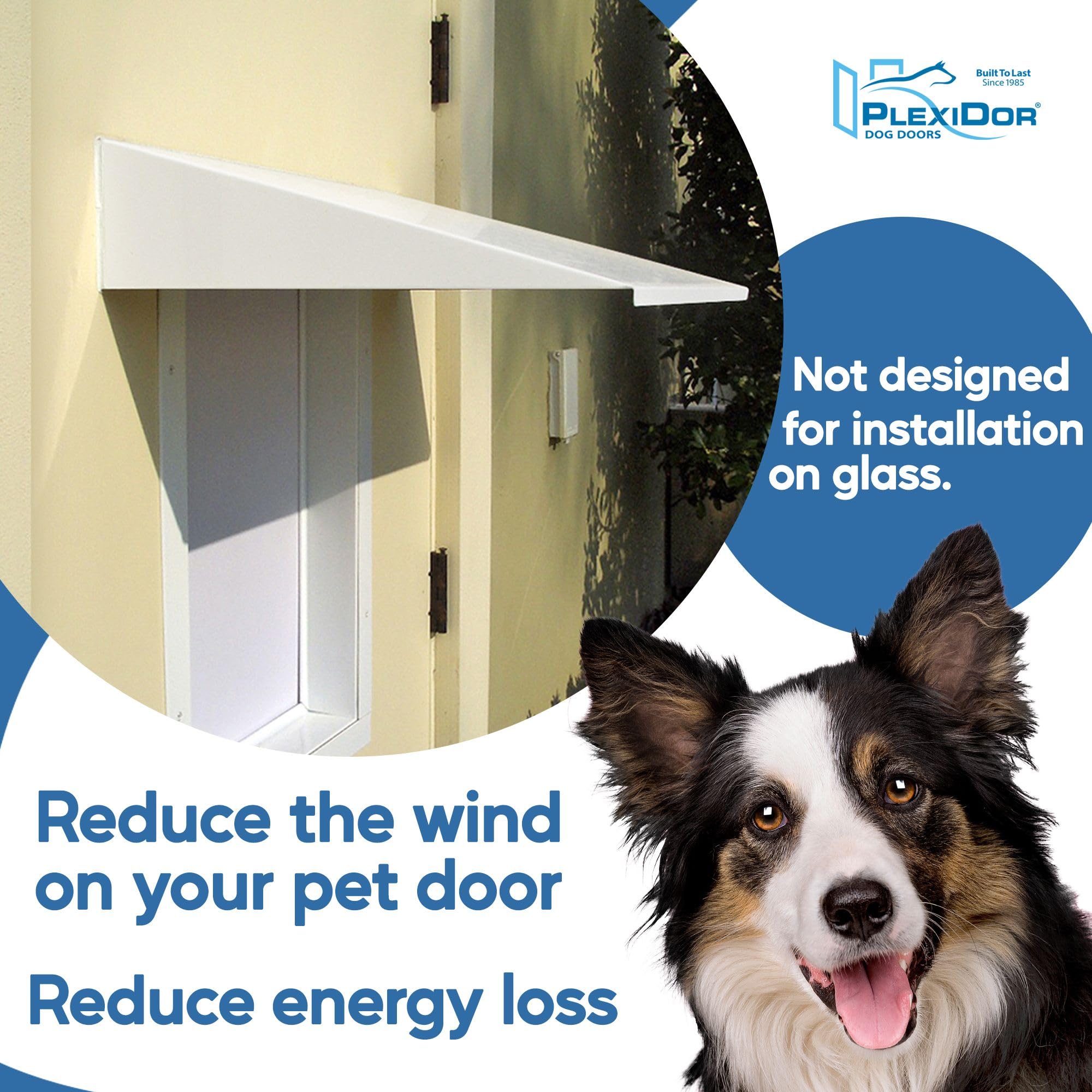 Plexidor Universal Pet Door with Weatherproof Canopy - Durable Dog & Cat Door for Indoor/Outdoor Use - Perfect for Patio, Spa, and Garden Protection