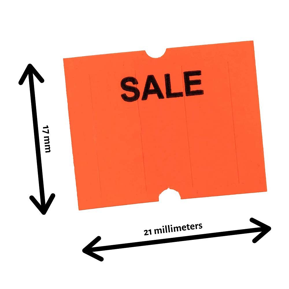 Fluorescent Red Perco 2 Line Labels - 6,000/Sleeve for Date Guns - Warehouse & Retail Use