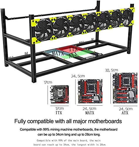 HLL Professional 68 GPU Miner Aluminum Frame Mining Rig for ETH ZEC Bitcoin Cryptocurrency Mining - 8 GPU & 7 Fan Cooling System - Ideal for Home Mining Setup & Crypto Farm Operations