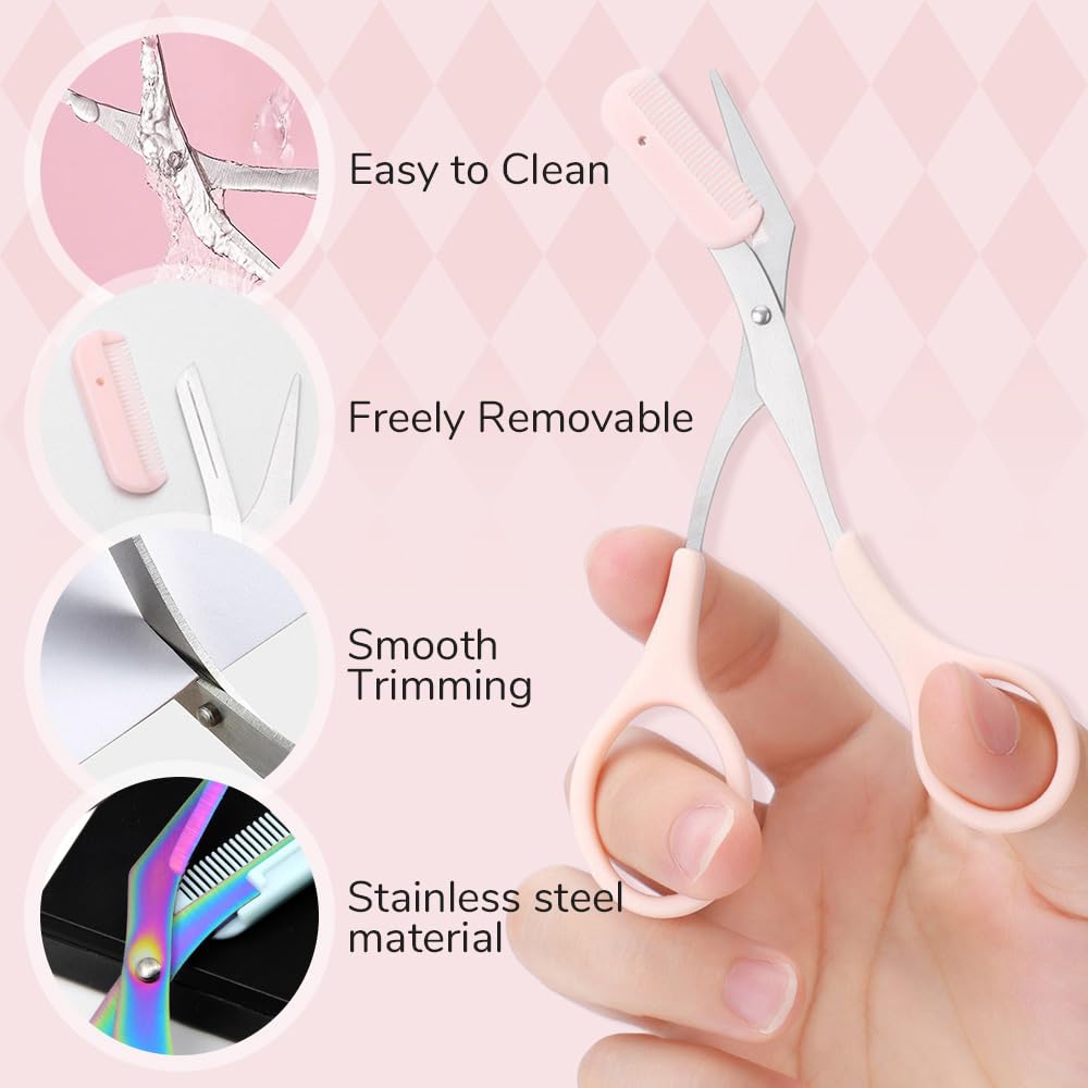 2024 New Eyebrow Trimmer Scissors with Comb - Precision Non-Slip Eyebrow Cutter & Hair Removal Scissors - Professional Makeup Tool for Eyebrow Shaping & Grooming (Black) - Perfect for Home, Salon, and Travel Use