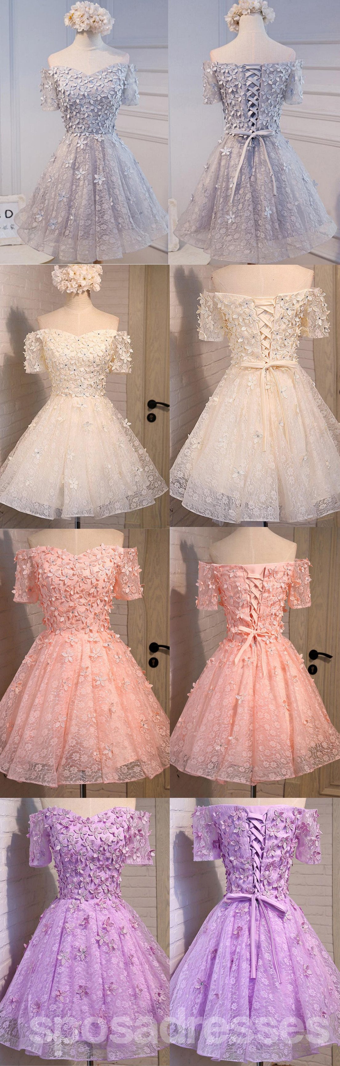 Elegant Off Shoulder Short Sleeve Peach Lace Beaded Prom Dress - Affordable Homecoming Party Dress for Women - Perfect for Formal Events, Dances & Special Occasions