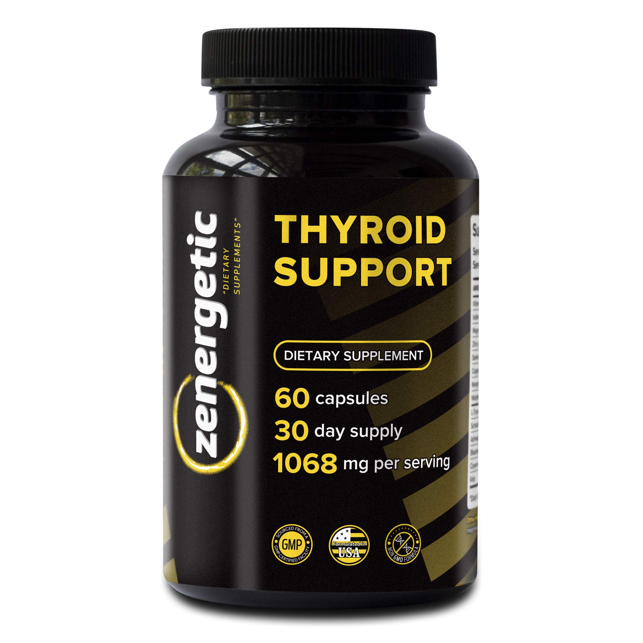 Thyroid Support Supplement with L-Tyrosine & Iodine for Focus, Clarity & Metabolism | Ashwagandha, Vitamin B12, Magnesium & Schisandra | Hormone Balance for Women & Men | Non-GMO | Boost Energy & Mental Performance for Workouts & Daily Life