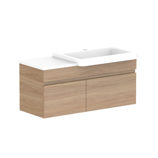 ADP Glacier Pro Semi Recessed Bathroom Vanity Set with Solid Surface Top - 24 Inch Modern Slim Cabinet for Small Spaces, Perfect for Powder Rooms and Guest Bathrooms