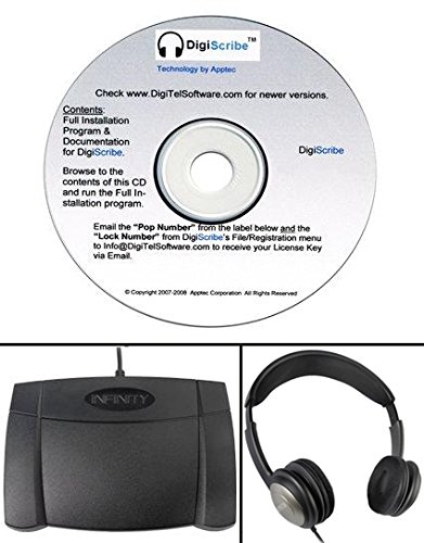 Apptec DigiScribe Digital Audio Transcription Software Kit with USB Headset - Convert Speech to Text Accurately for Meetings, Interviews & Lectures