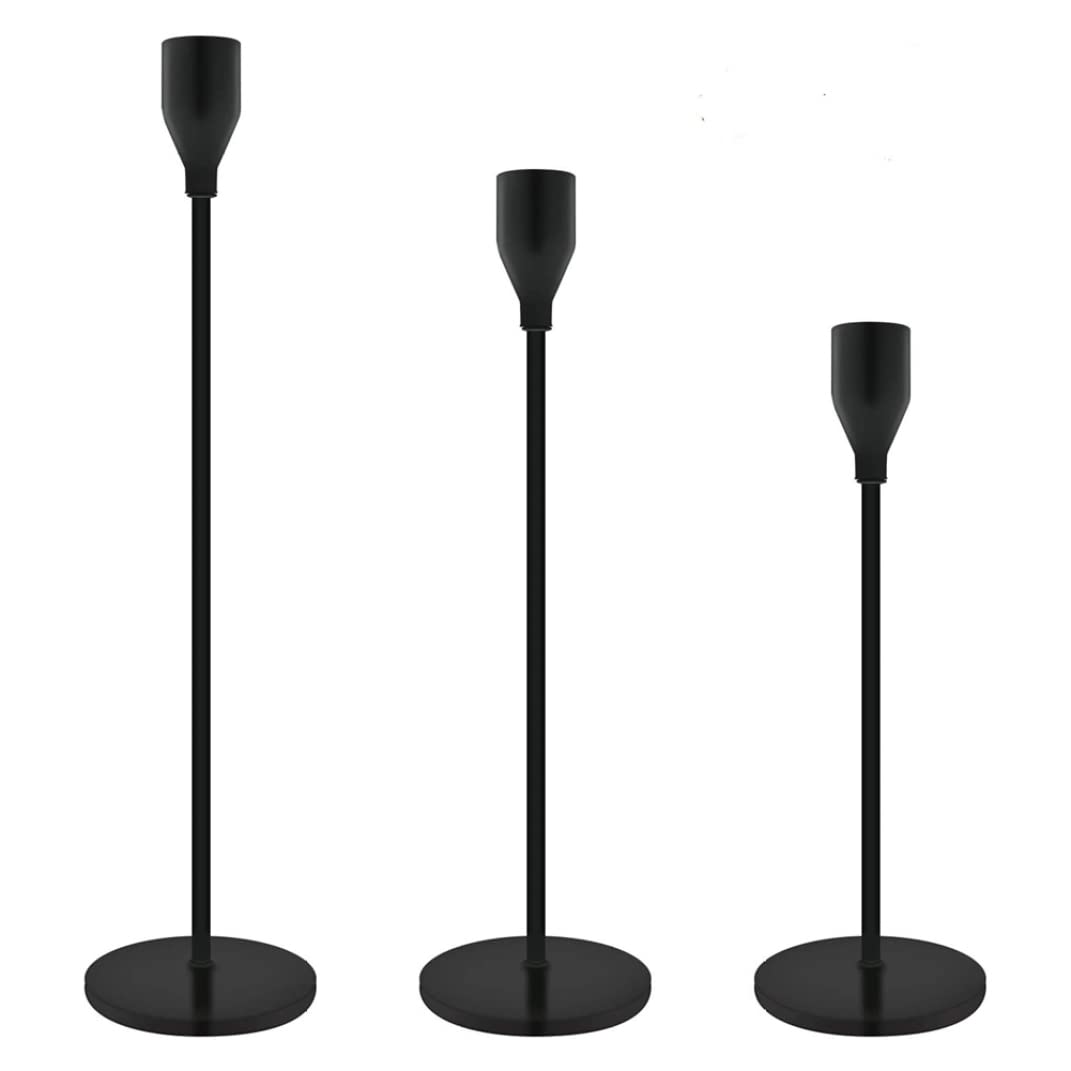 BAIJAC Vintage Metal Candle Holders Set of 3 - Elegant Taper Candlesticks for Home Decor, Wedding Centerpieces & Banquet Table Settings
