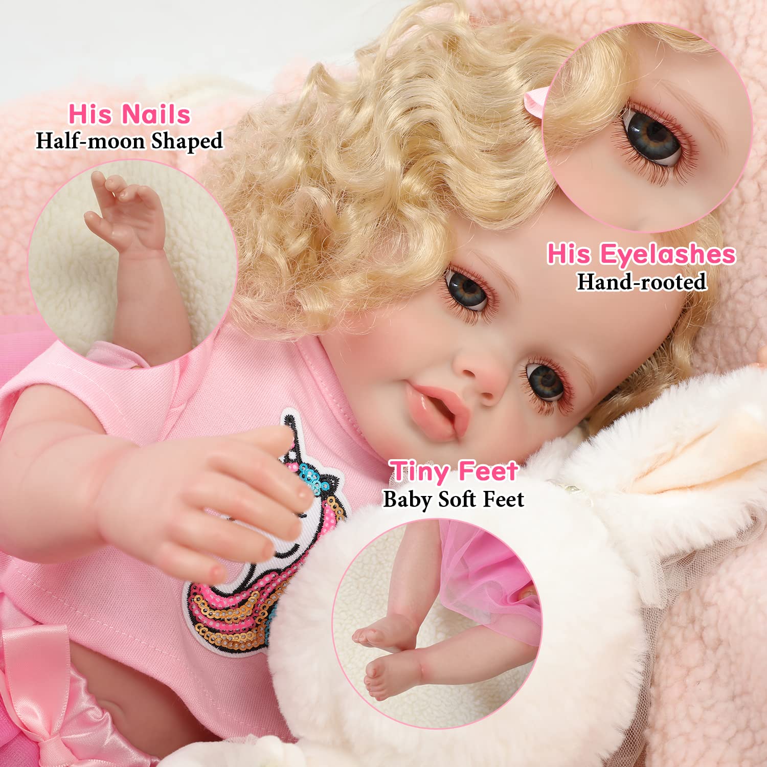 22 Inch Realistic Reborn Baby Doll - Lifelike Vinyl Poseable Newborn Girl Doll with Hair for Kids Age 3+ | Perfect for Role Play, Gift Giving & Collectors