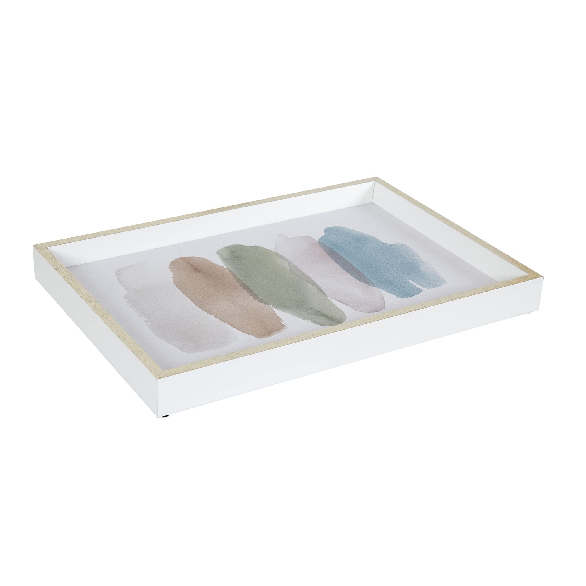 13x19 Inch Decorative Wood Ottoman Tray & Coffee Table Tray with Natural Wood Swatches - Perfect for Living Room Decor, Home Organization, and Serving Drinks