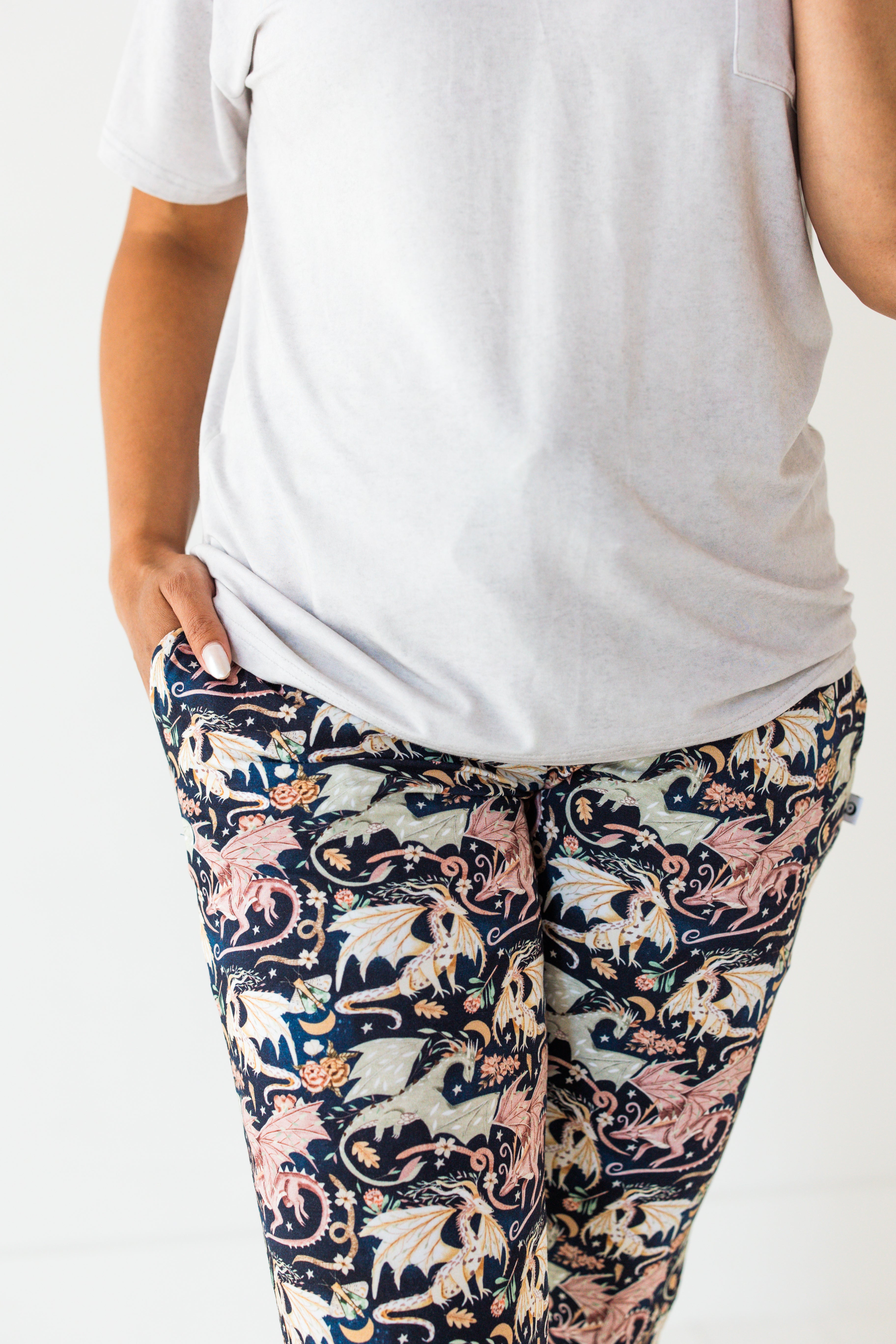Women's Modal Jersey Joggers - Soft Comfortable Lounge Pants for Yoga, Running & Home Wear - Dancing Dragons Athletic Leisure Pants