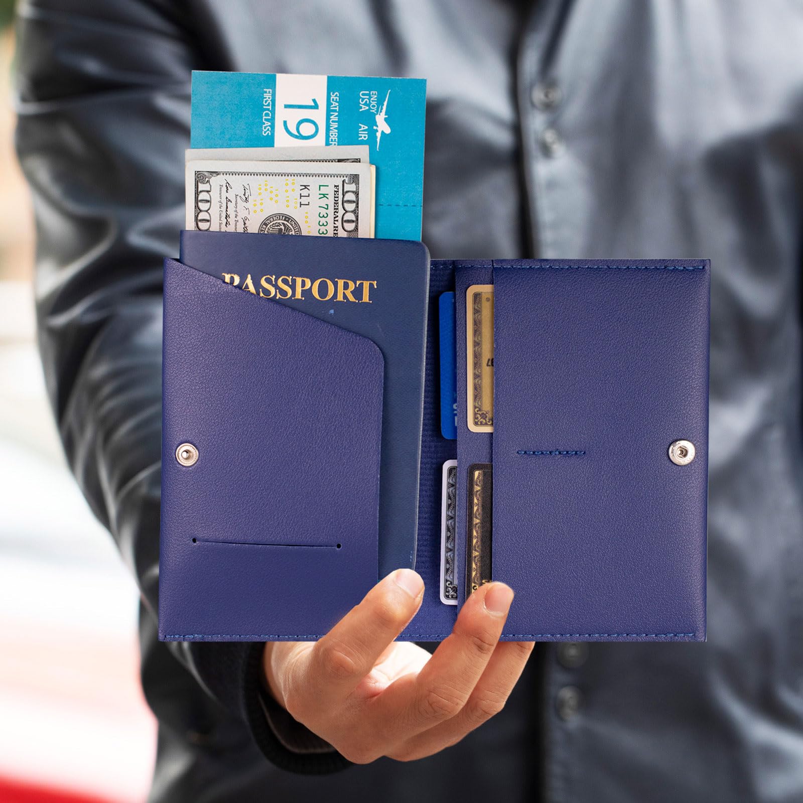 Premium RFID Blocking Passport Holder for Women & Men - Leather Travel Wallet Cover with Secure ID & Credit Card Slots - Perfect for Family Vacations, Business Trips & International Travel