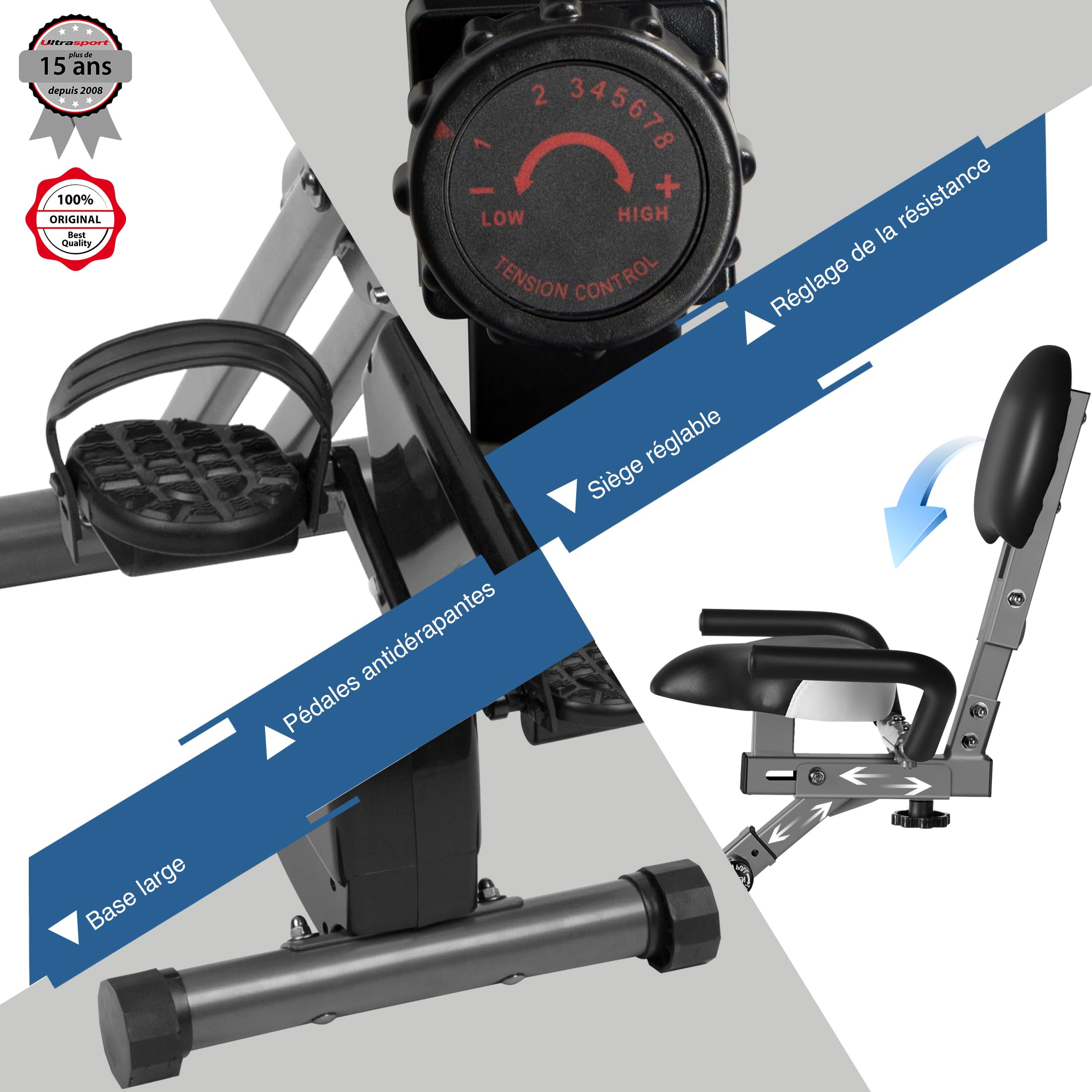 Ultrasport Senior Fitness Trainer - Foldable Recumbent Exercise Bike & Mini Elliptical for Home Workouts | Perfect for Elderly Low-Impact Cardio & Physical Therapy