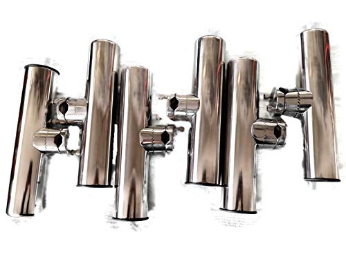 6 Pack Stainless Steel Clamp-On Fishing Rod Holder for 7/8