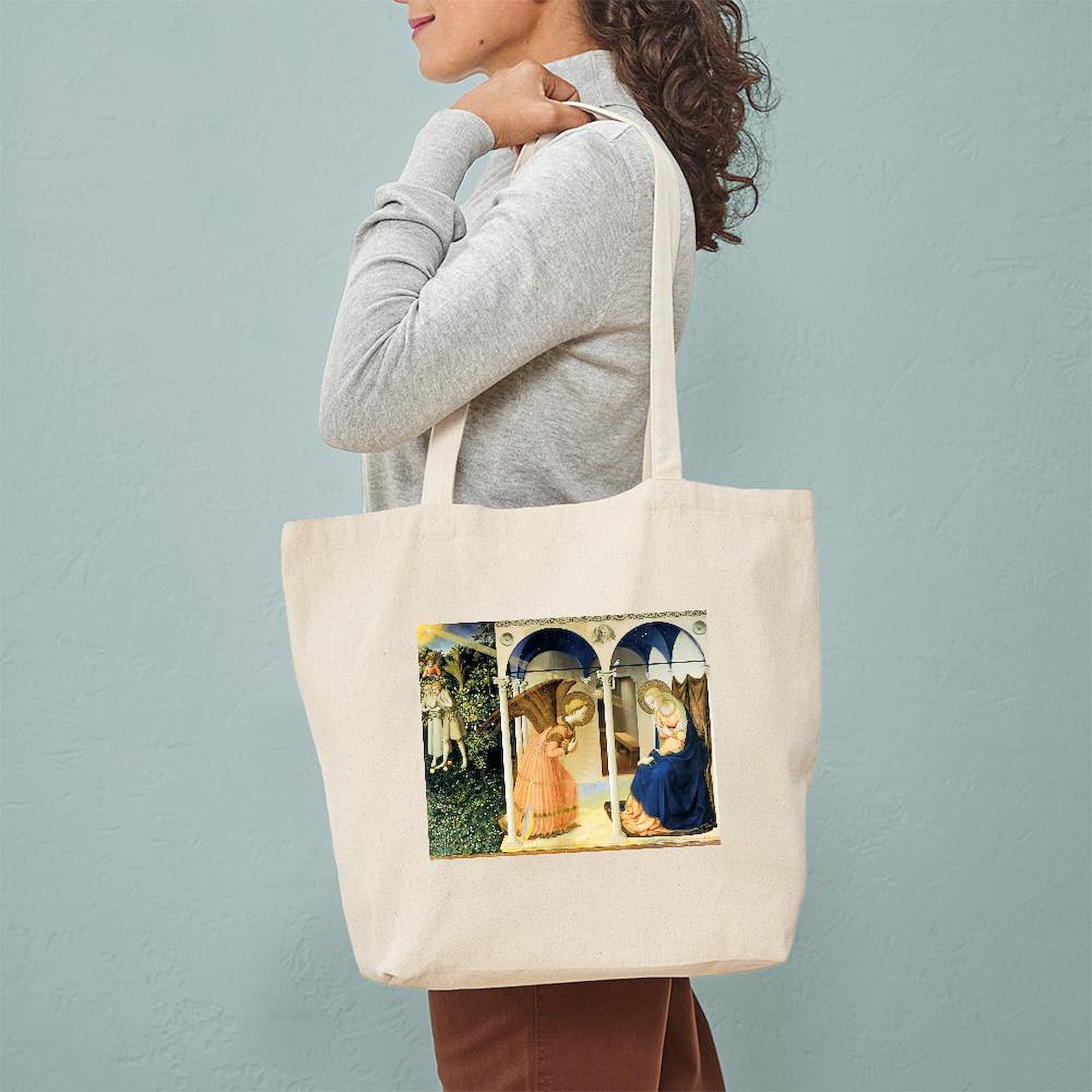 Fra Angelico The Annunciation Tote Bag - Natural Canvas Reusable Shopping Bag for Groceries, Beach & Everyday Use
