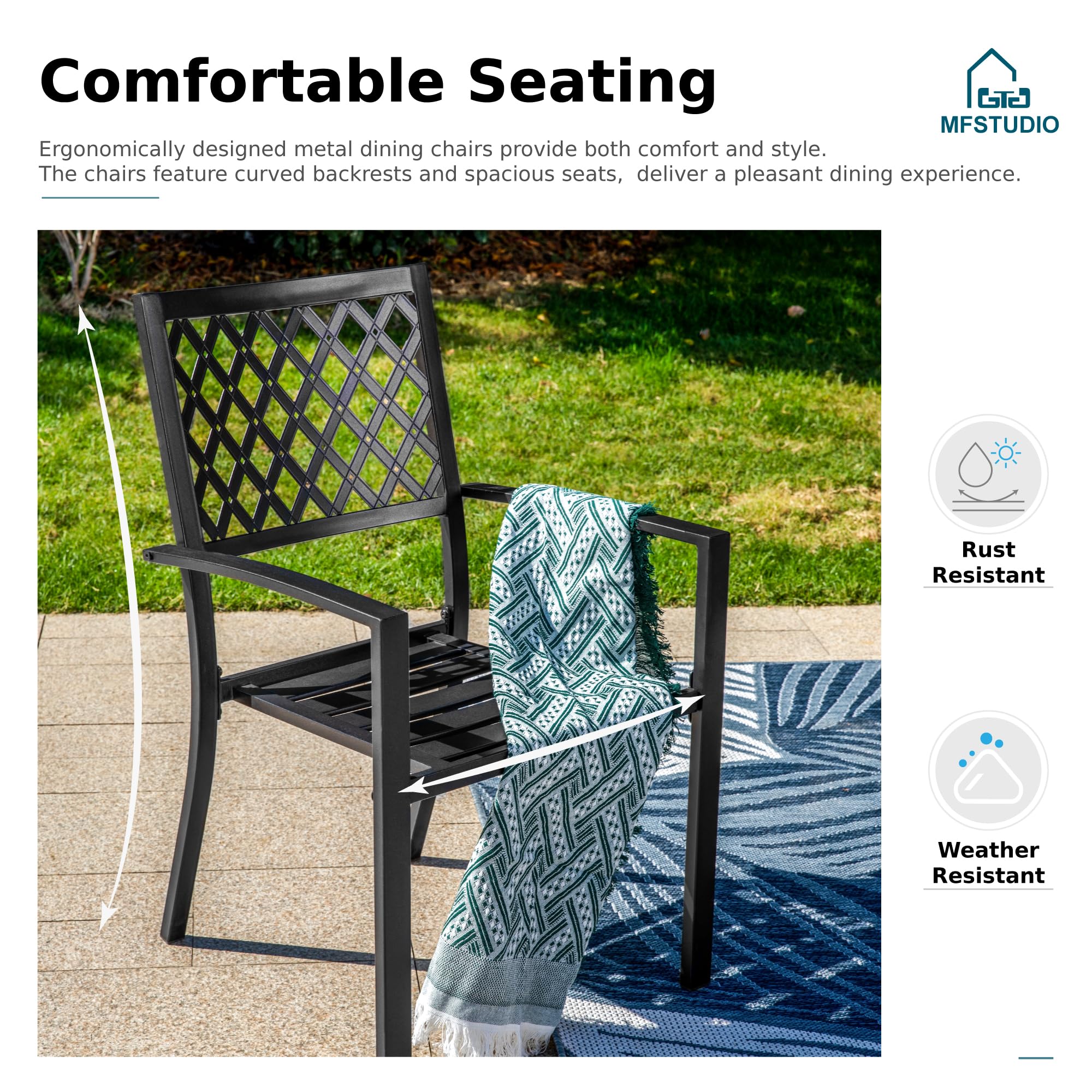 MFSTUDIO 5-Piece Outdoor Patio Dining Set - 37